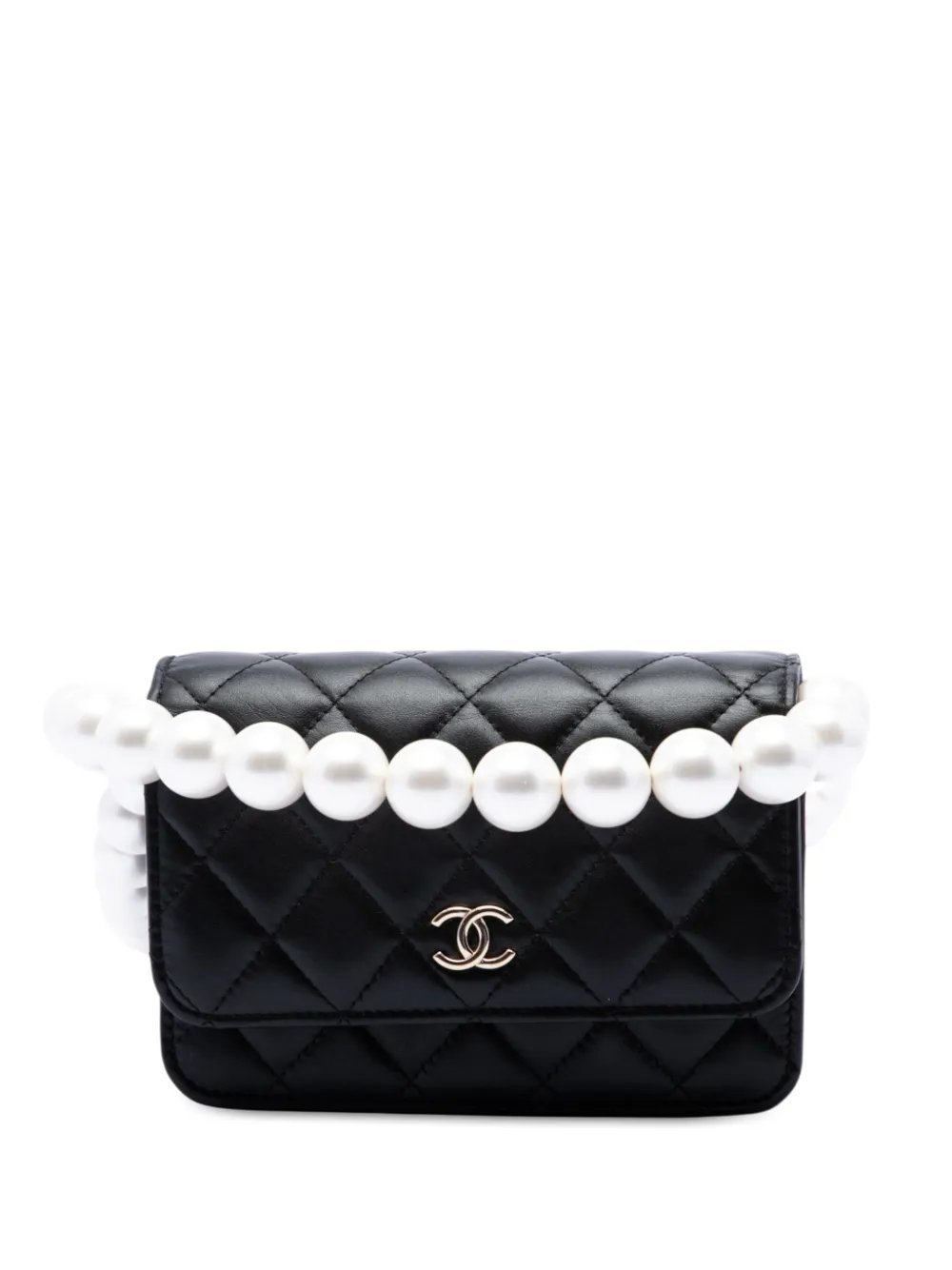 2021 CC Quilted Lambskin Maxi Pearl Chain Strap crossbody bag