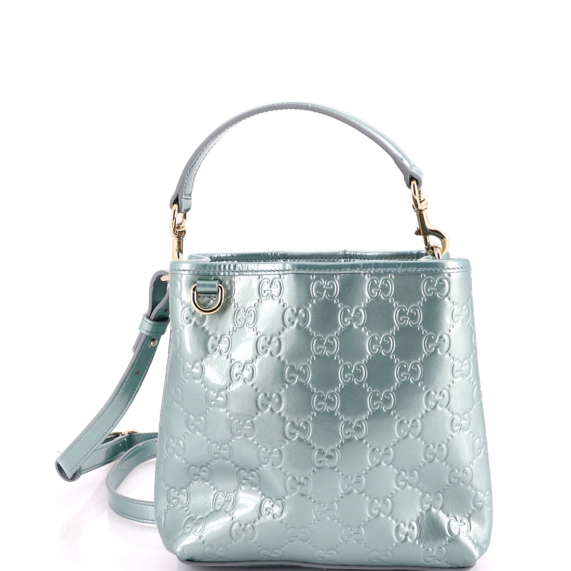 Emblem Bucket Bag GG Embossed Patent Small