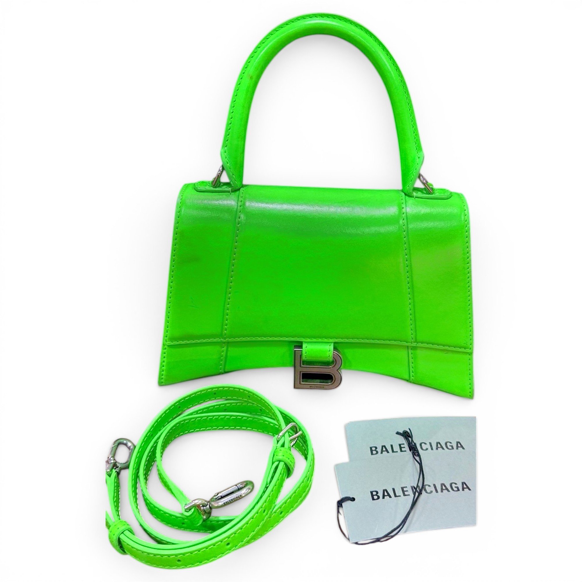 Hourglass leather handbag
