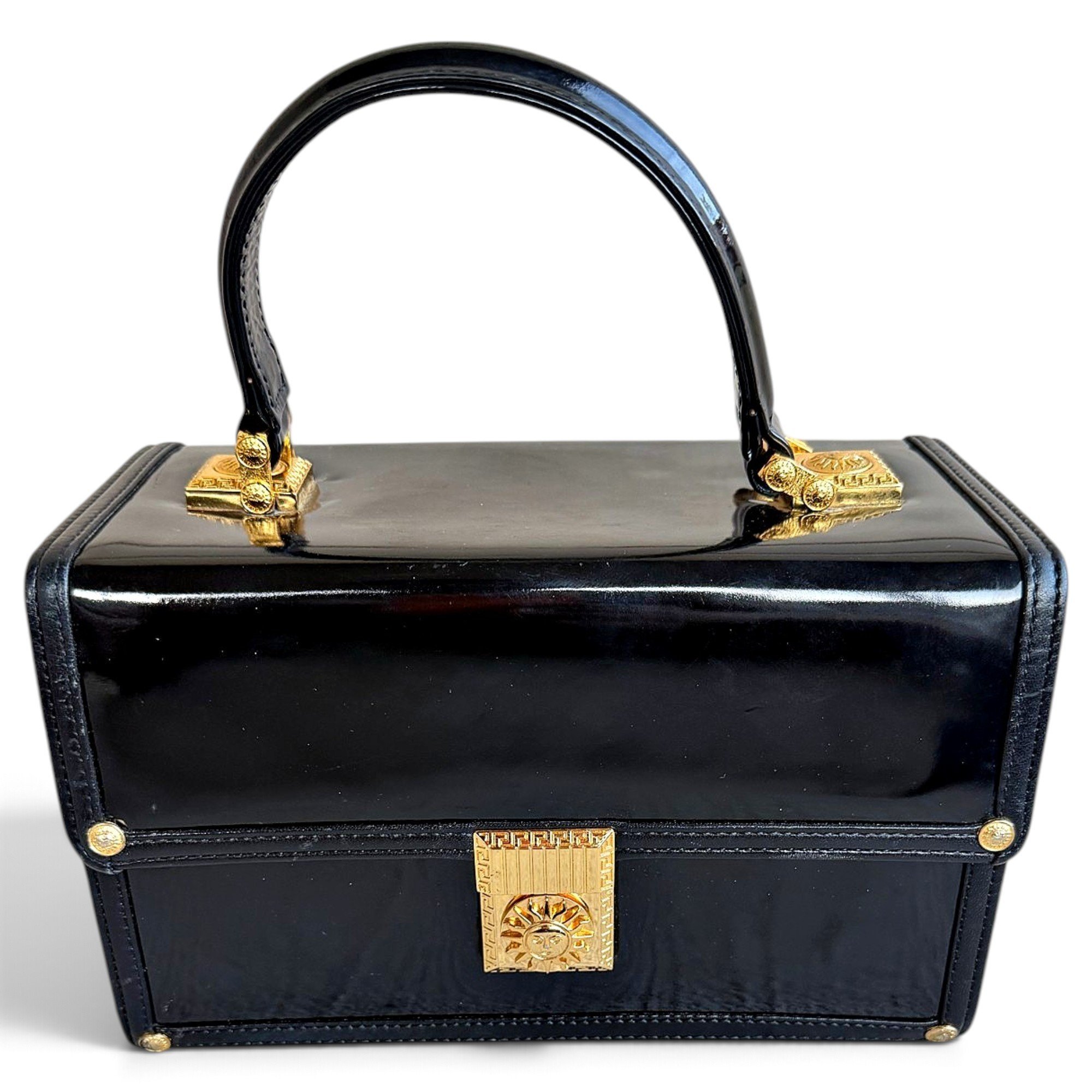 Versace La Medusa patent leather handbag