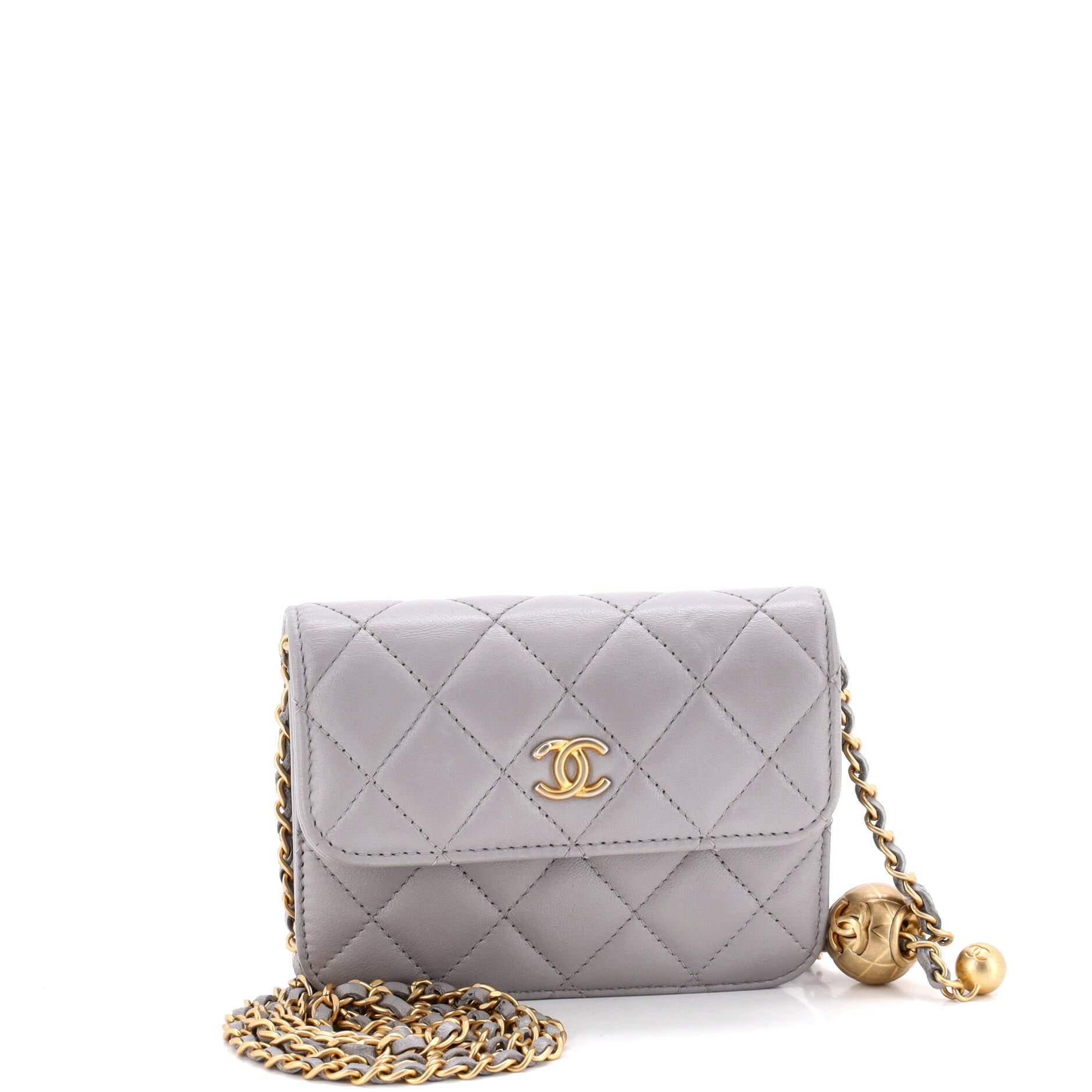 Pearl Crush Flap Clutch with Chain Quilted Lambskin Mini