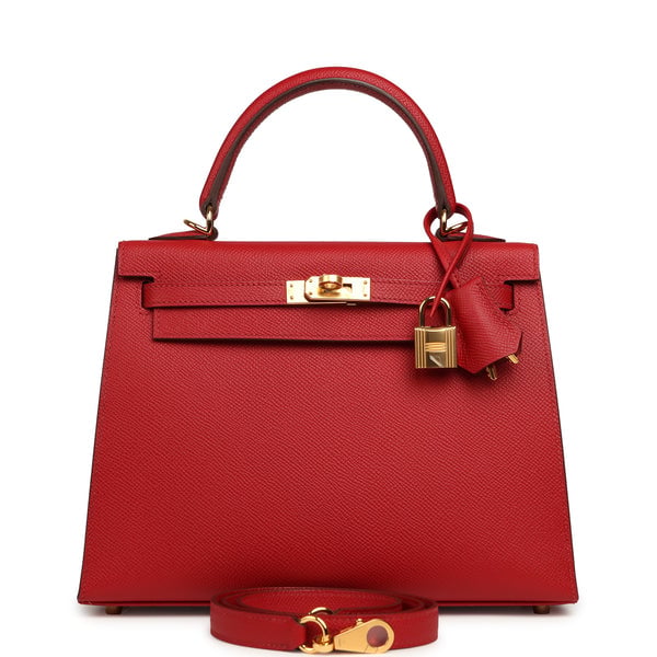 Hermes Hermes Kelly Sellier 25 Rouge Piment Epsom Gold Hardware