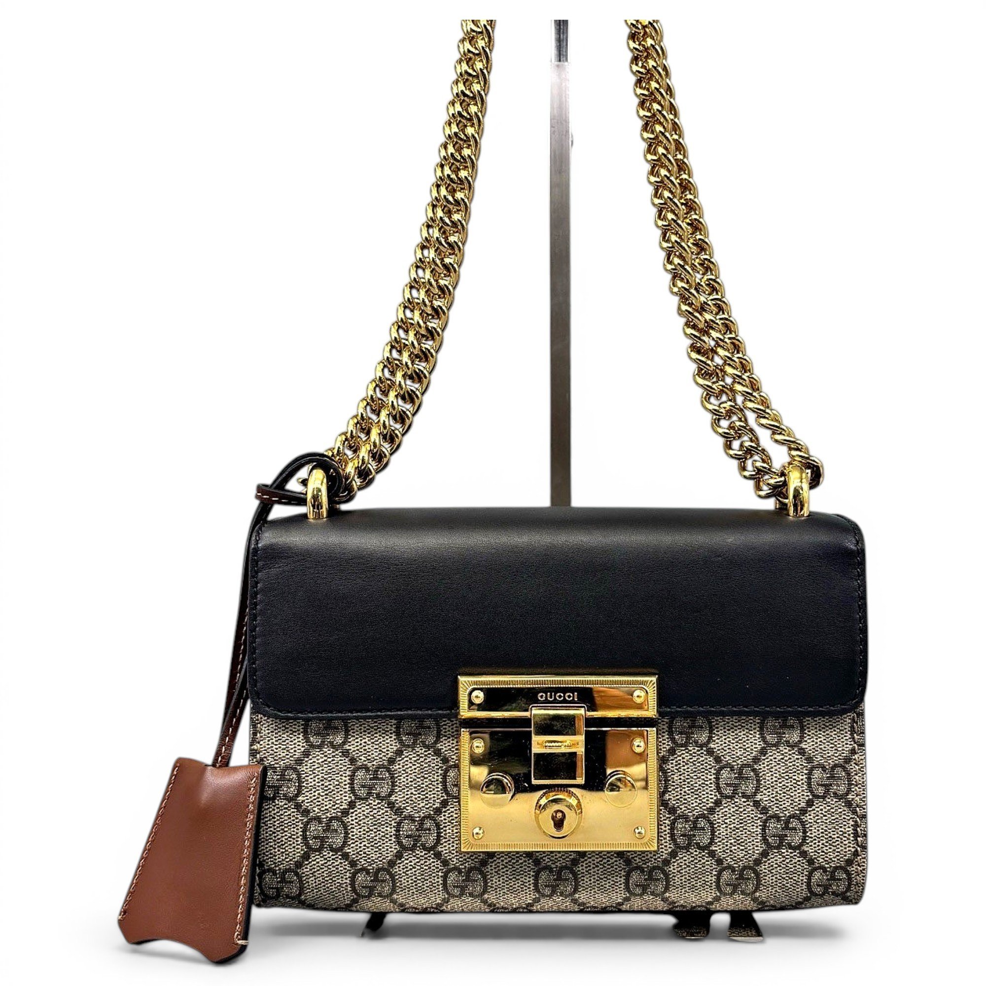 Padlock leather handbag