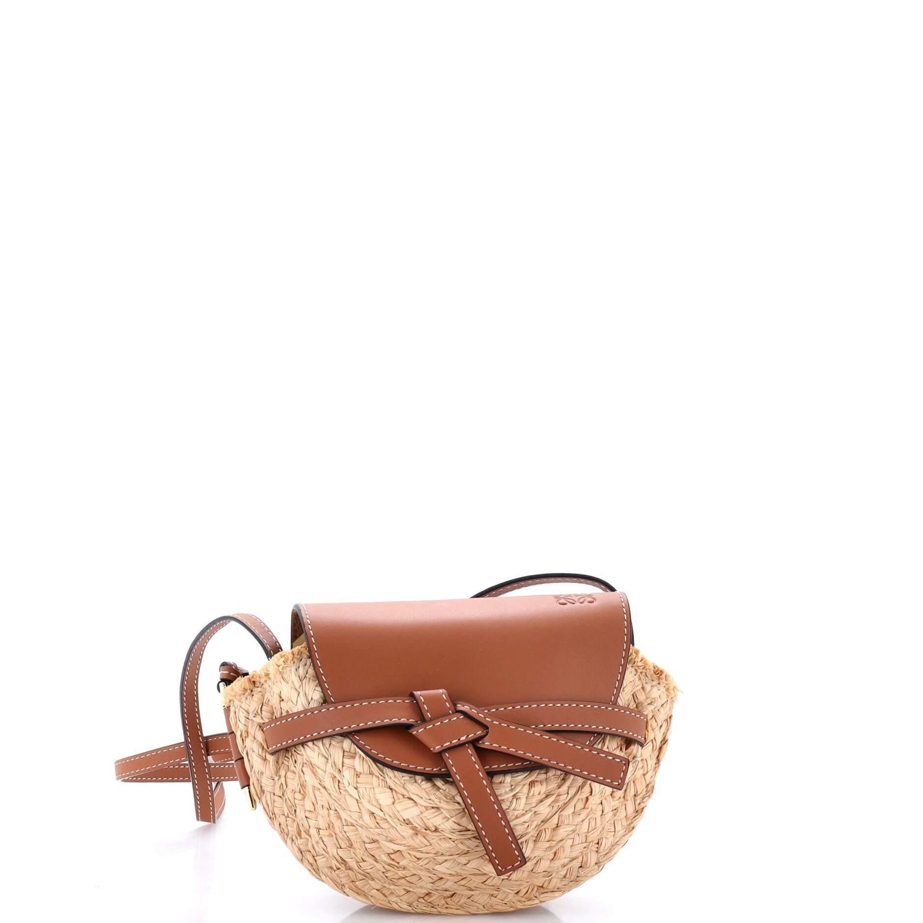 Gate Leather Shoulder Leather with Raffia Mini