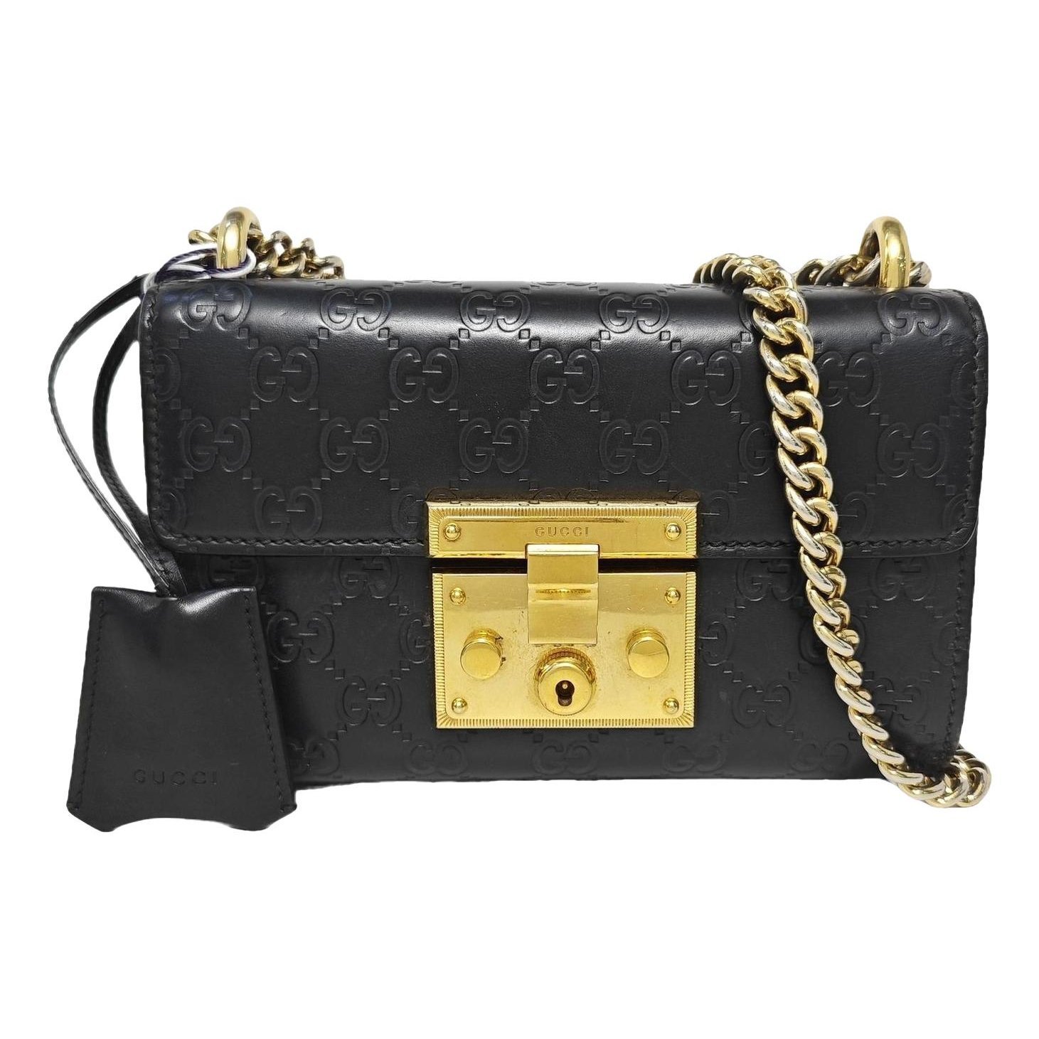Padlock leather handbag