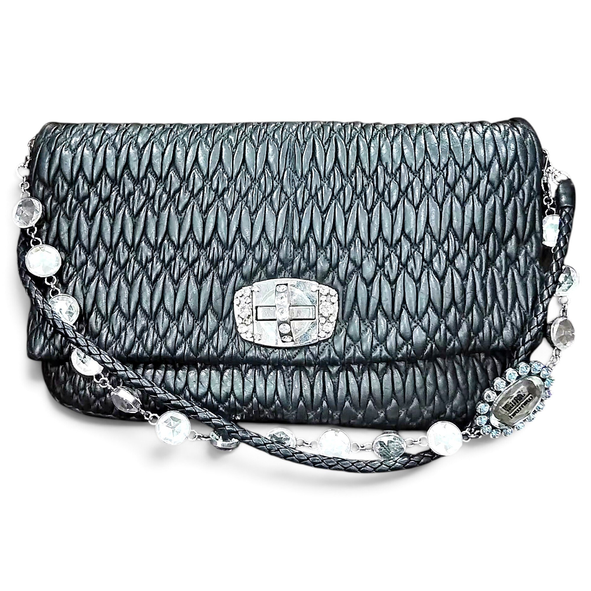 Miu Crystal leather handbag