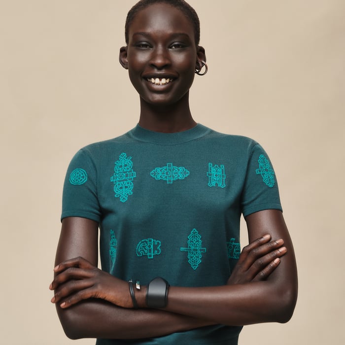 Vert Pin "Ferronnerie" Short-sleeve Sweater