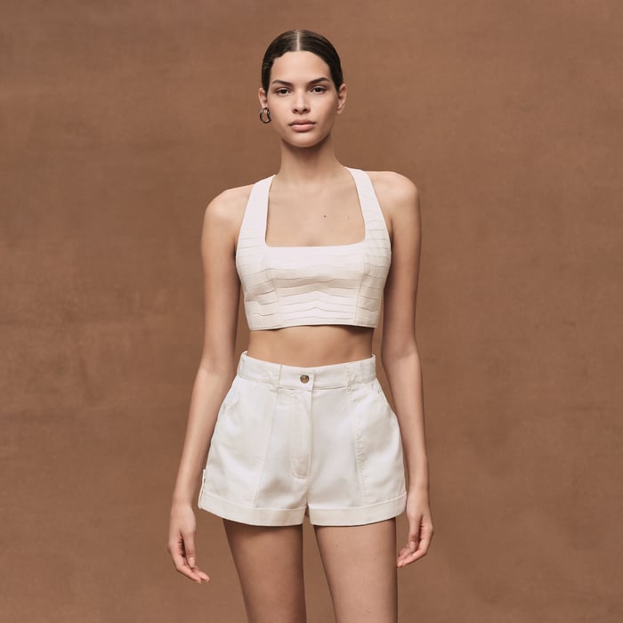 Blanc Cassé Cotton Twill Shorts