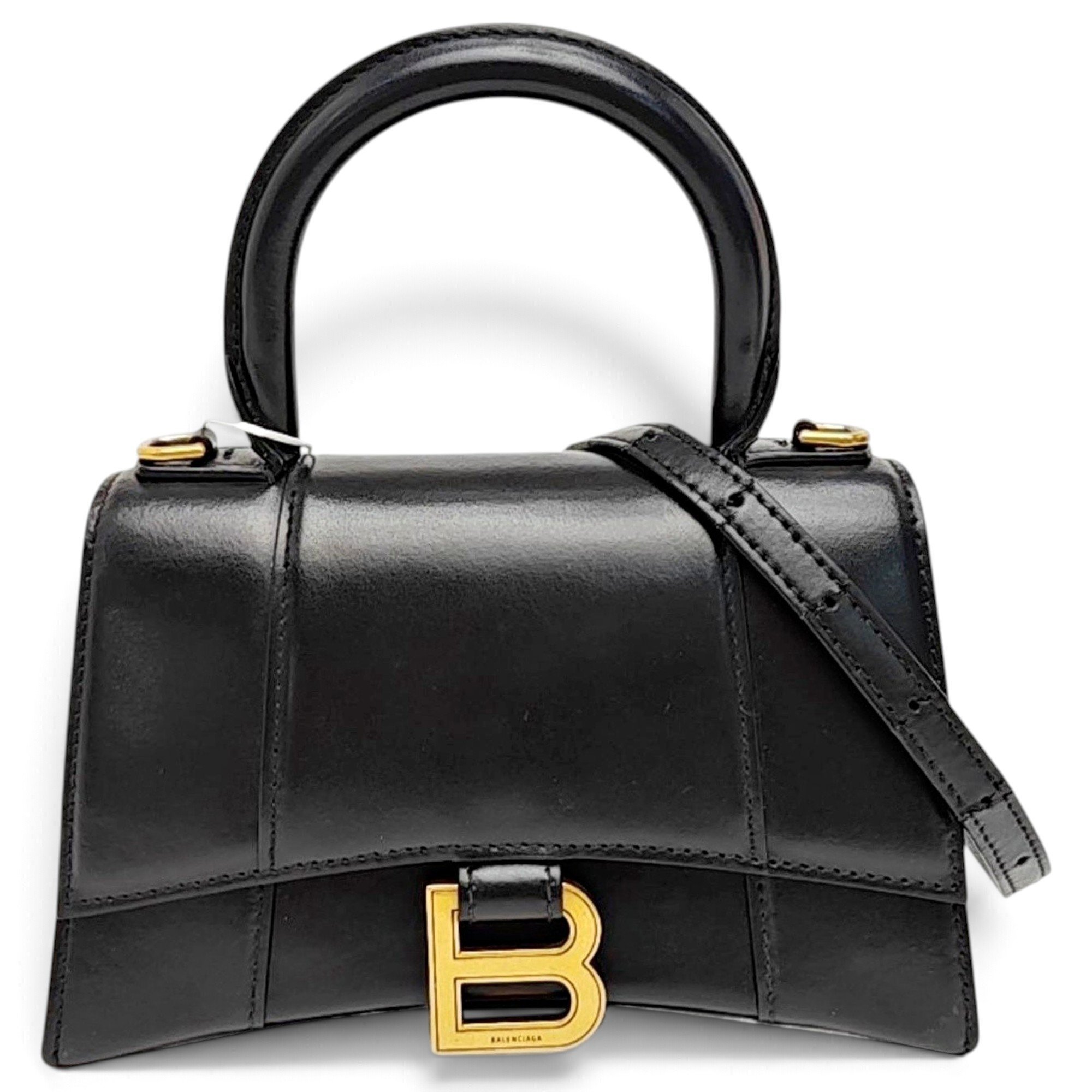 Hourglass leather handbag