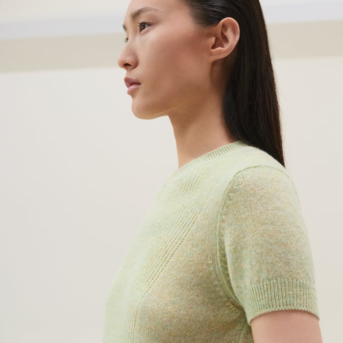 Vert Tendre Cashmere Short-sleeve Sweater