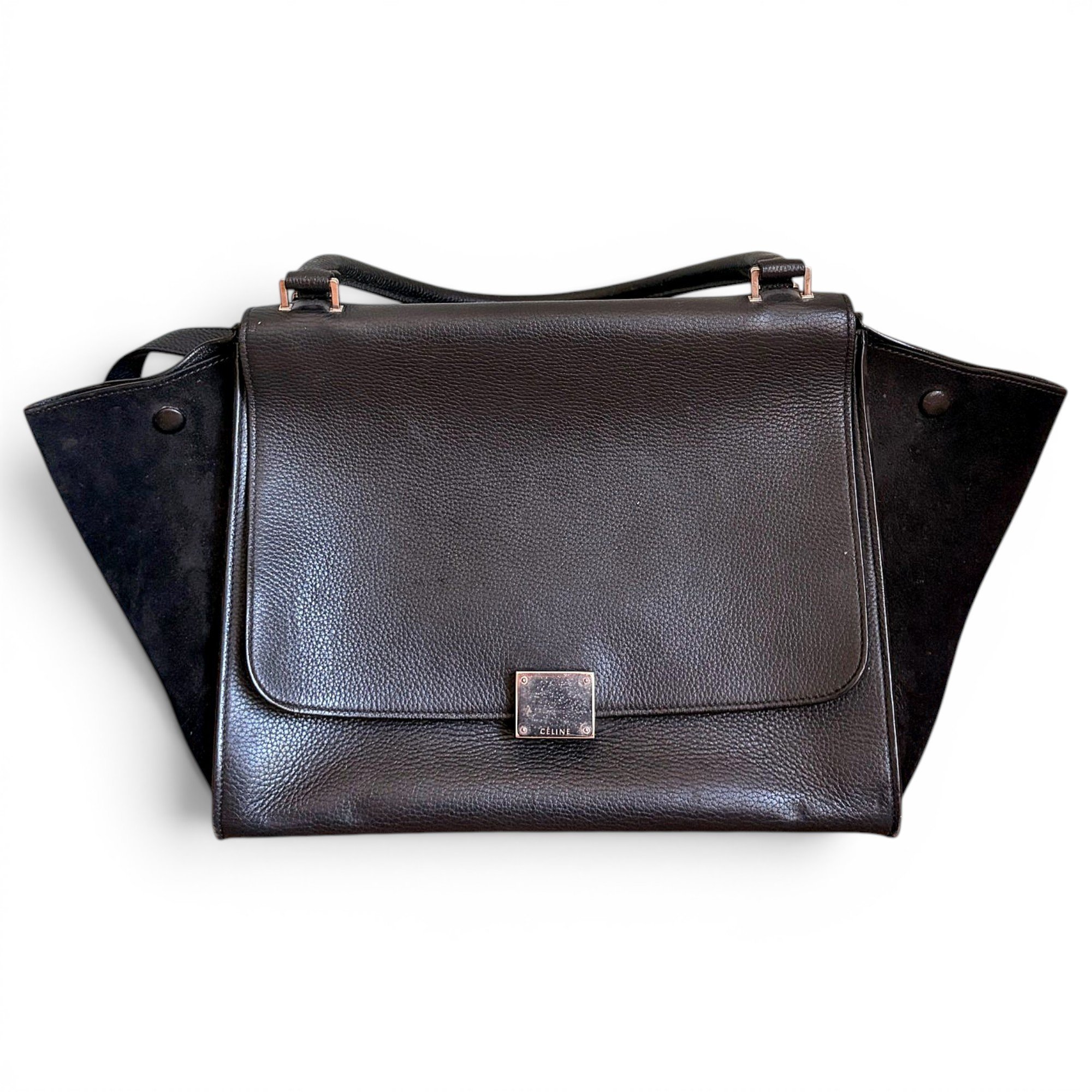 Trapèze leather handbag
