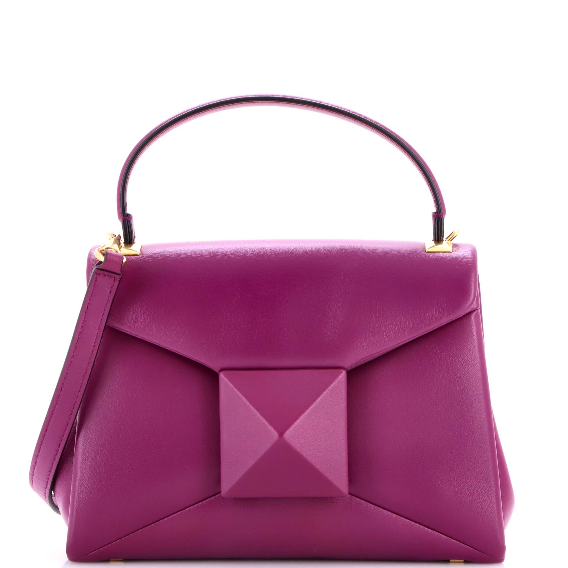 One Stud Top Handle Flap Bag Leather Small