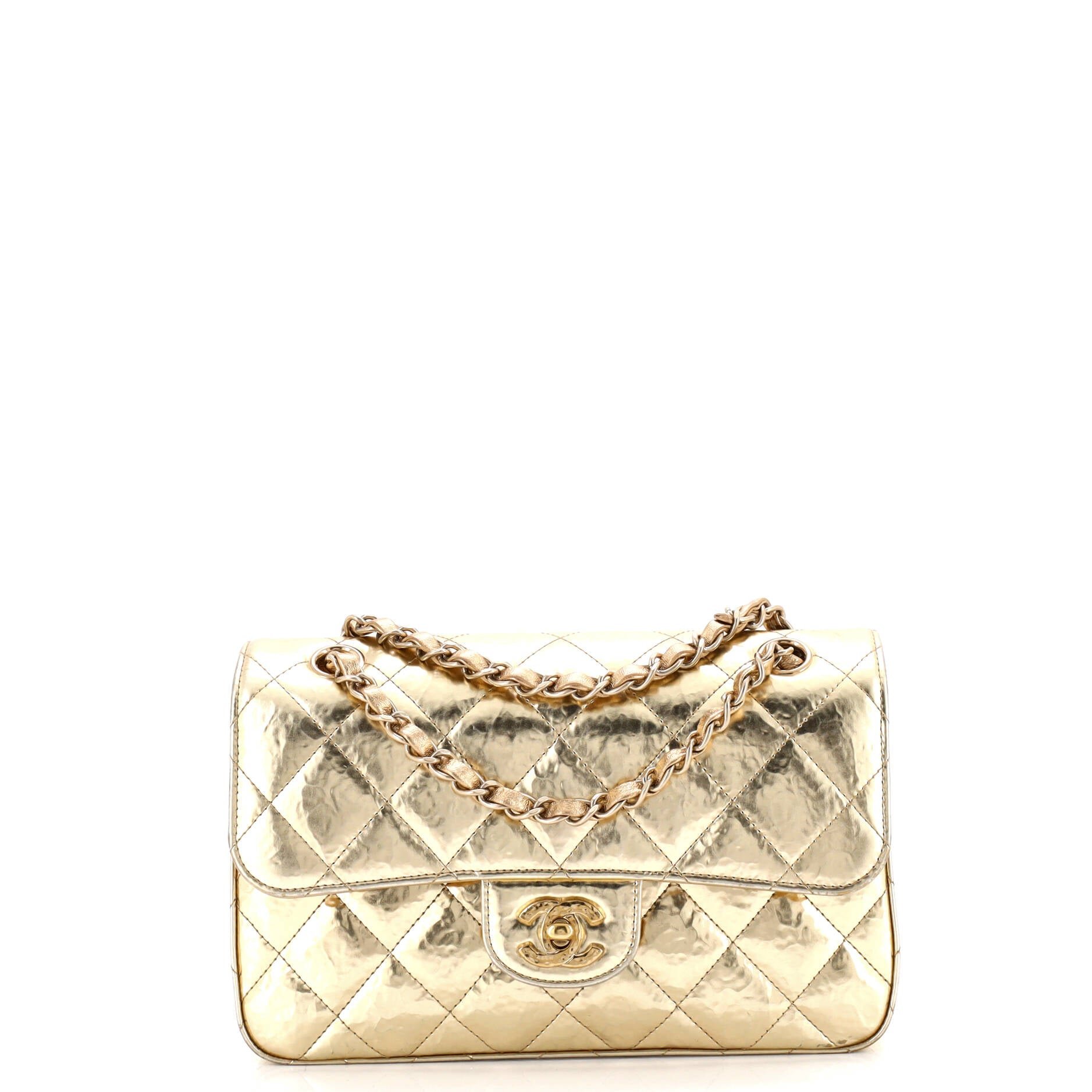 Chanel Classic Double Flap Bag Quilted Hammered Metallic Calfskin Small