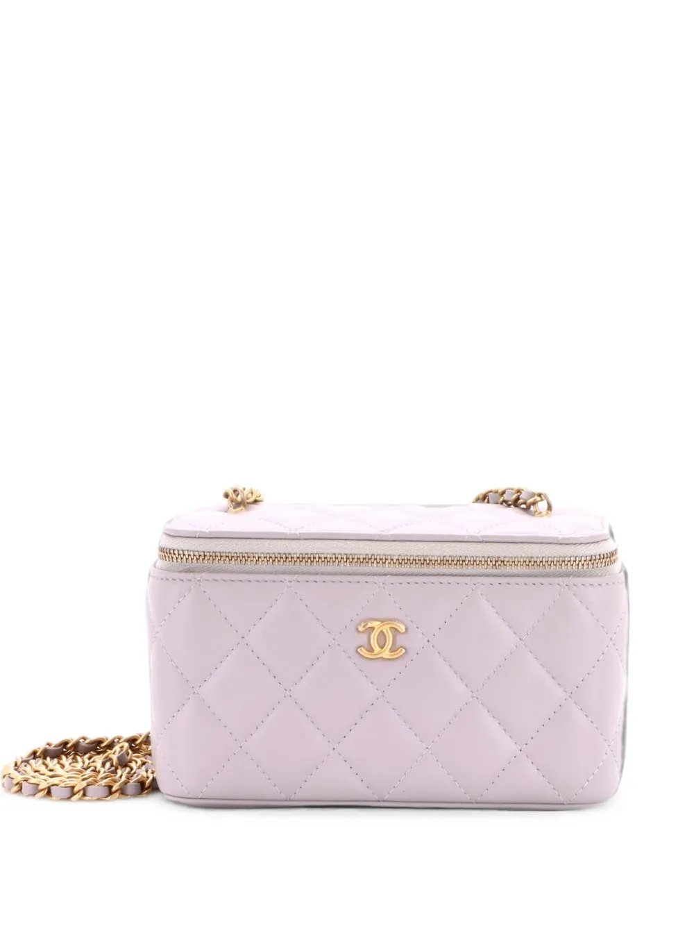Pearl Crush Vanity Case with Chain Quilted Lambskin Small clutch bag
