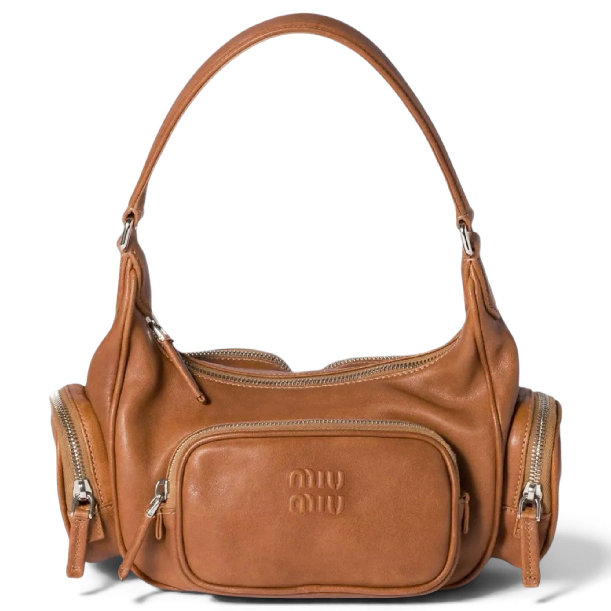 Pocket leather handbag