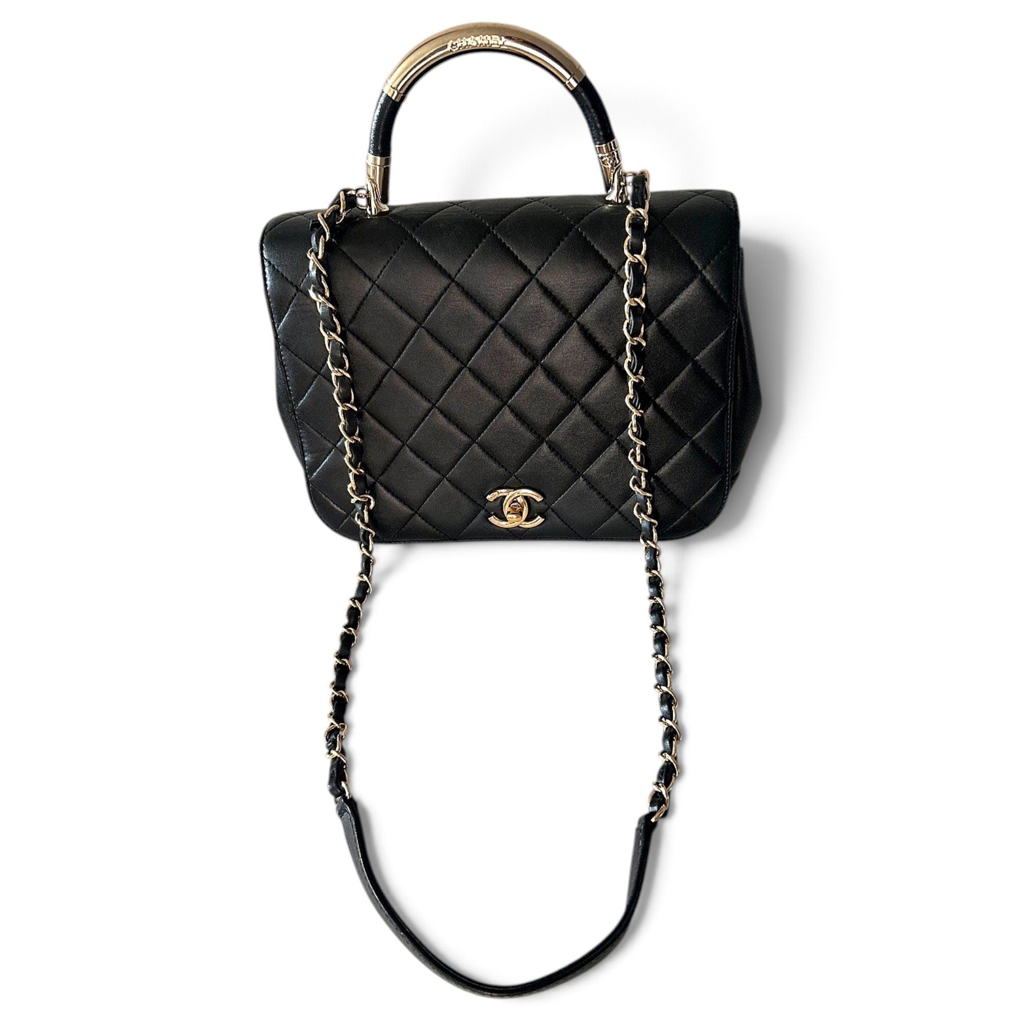 Trendy CC Top Handle leather handbag