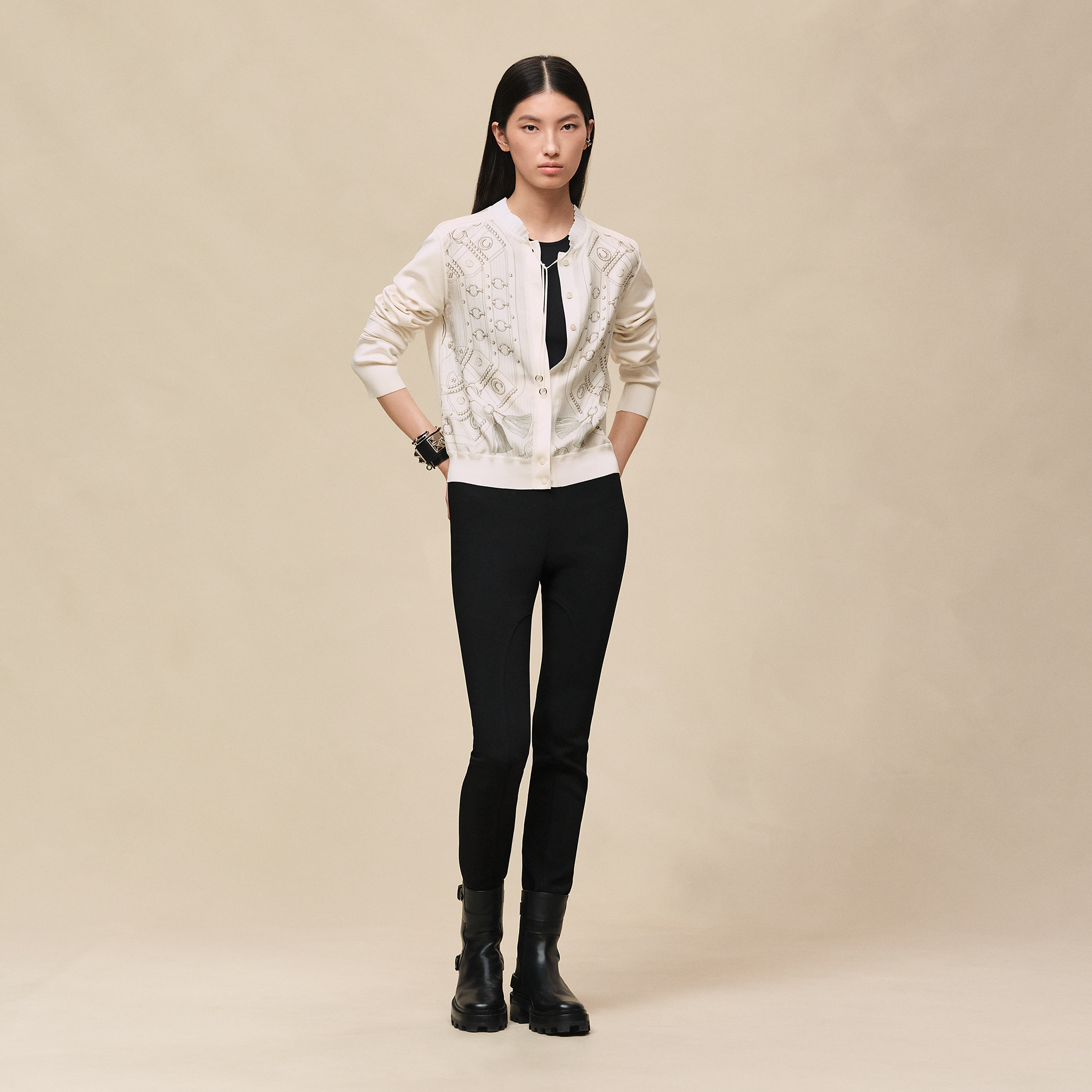 Veste boutonnée imprimé « Aux Champs en Fleurs Rayé »