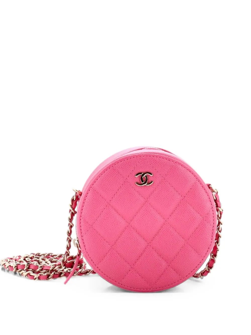 Round Clutch with Chain Quilted Caviar Mini crossbody bag