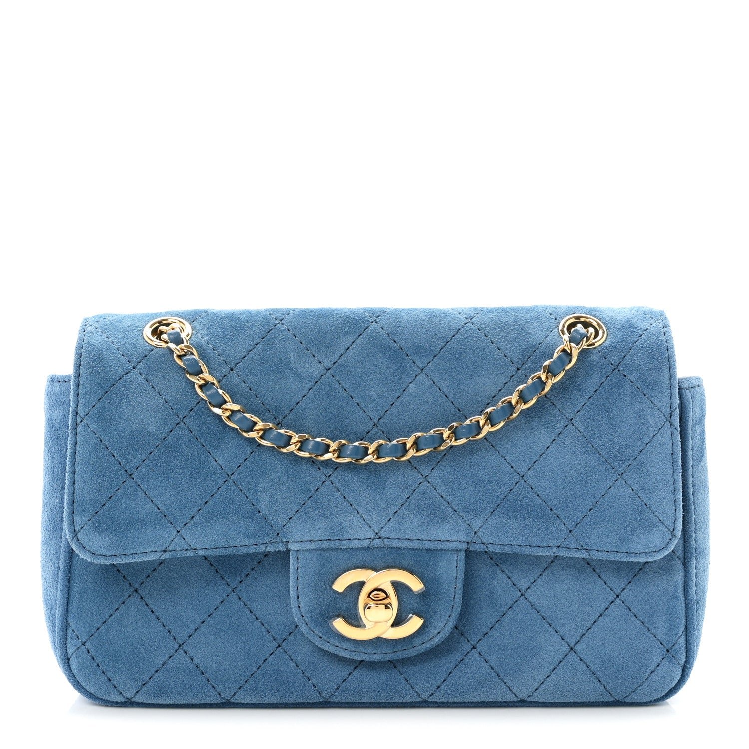 Chanel Suede Calfskin Mini Souplissimo Flap Blue