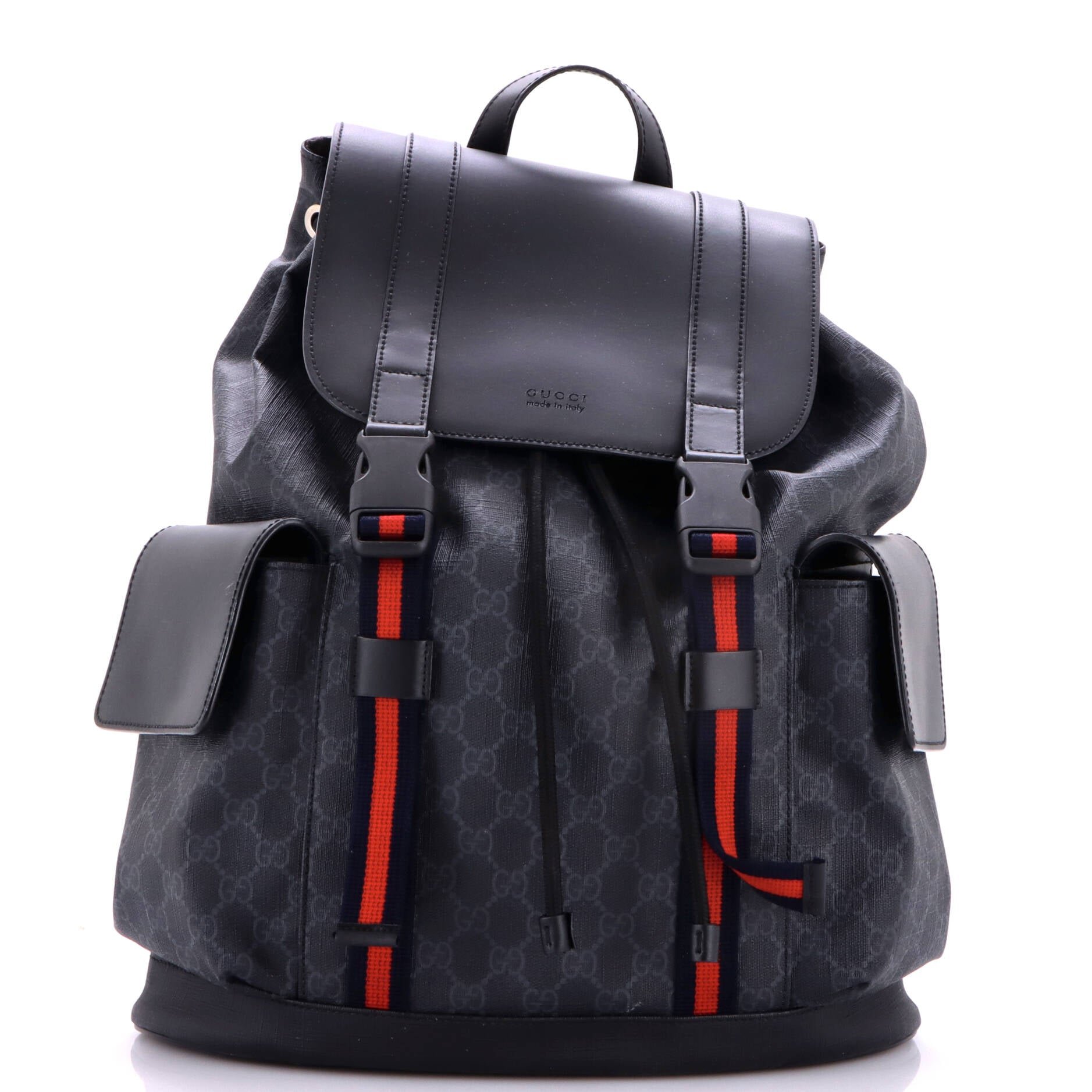 Double Pocket Buckle Backpack GG Coated Canvas Large