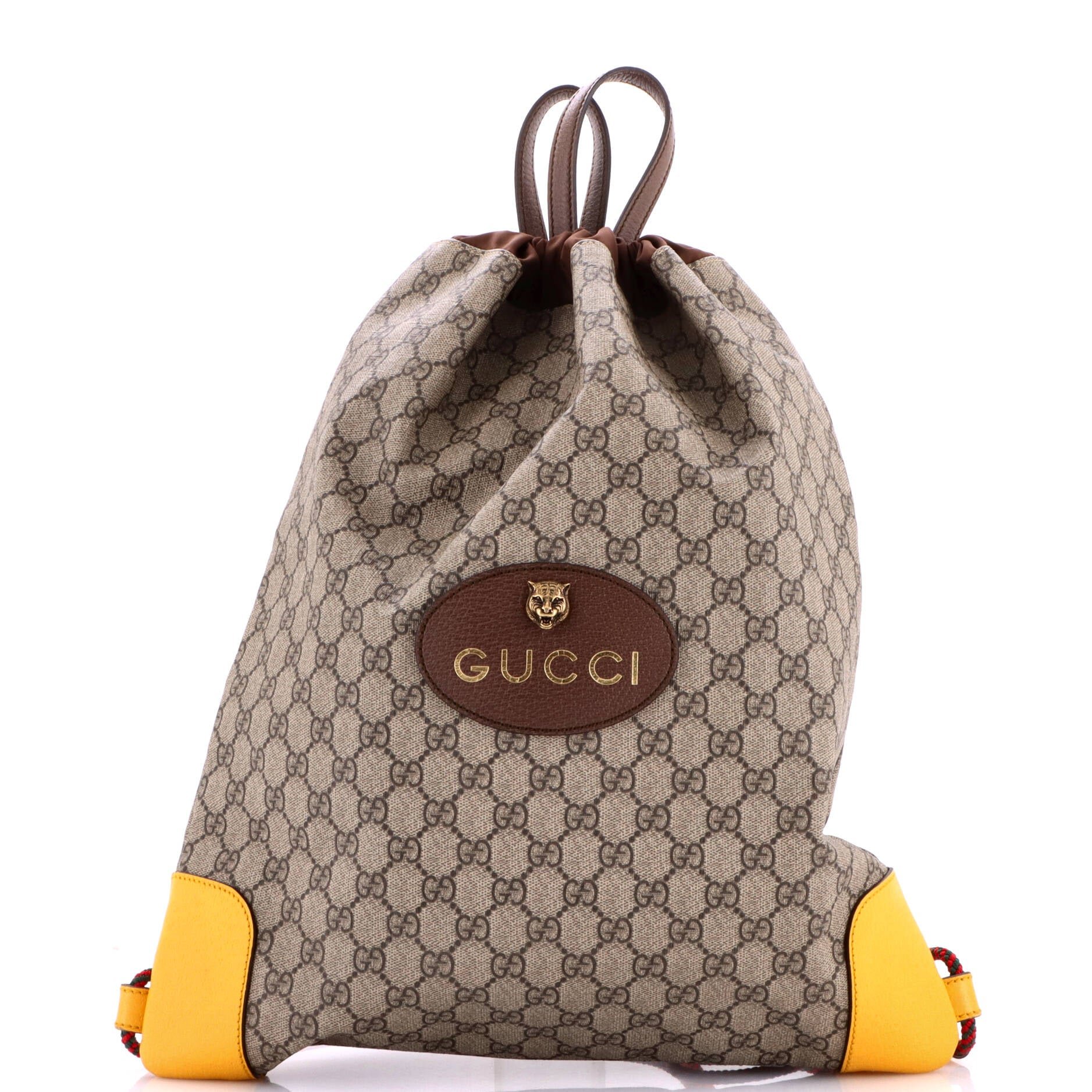 Neo Vintage Drawstring Backpack GG Coated Canvas Large