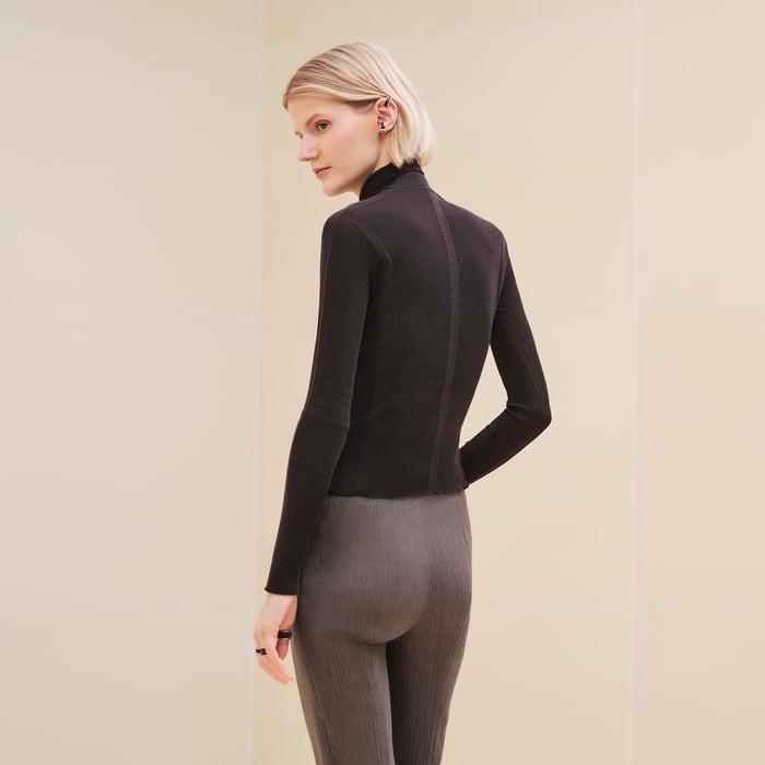 Marron Ébène Cashmere Long-sleeve Sweater
