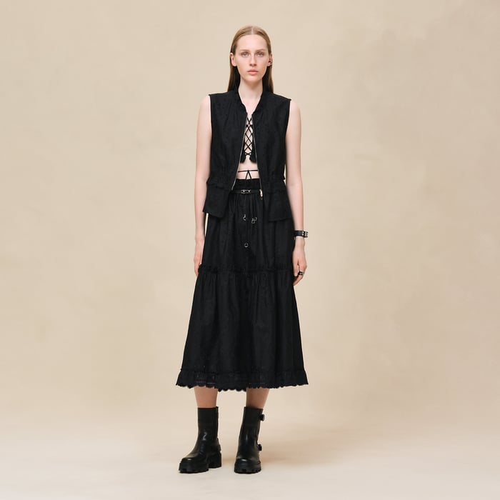 Noir Sleeveless Embroidered Blouse