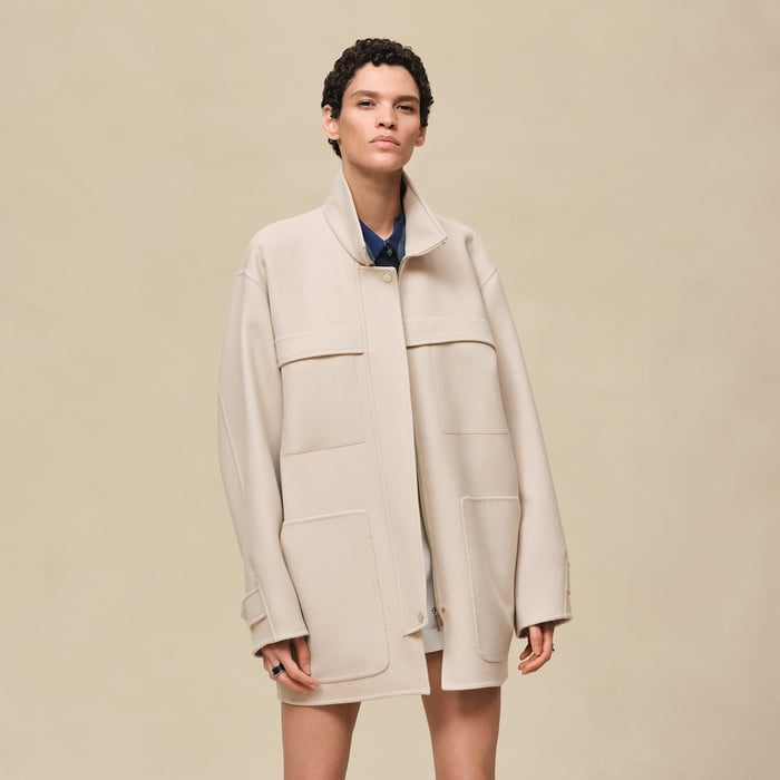 Blanc Sable Short Parka Coat