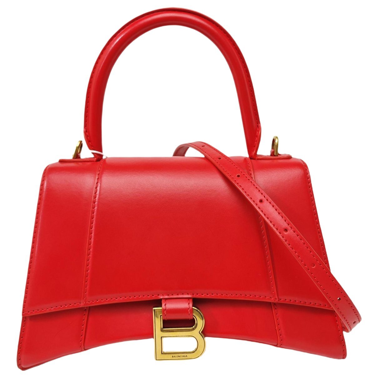 Hourglass leather handbag