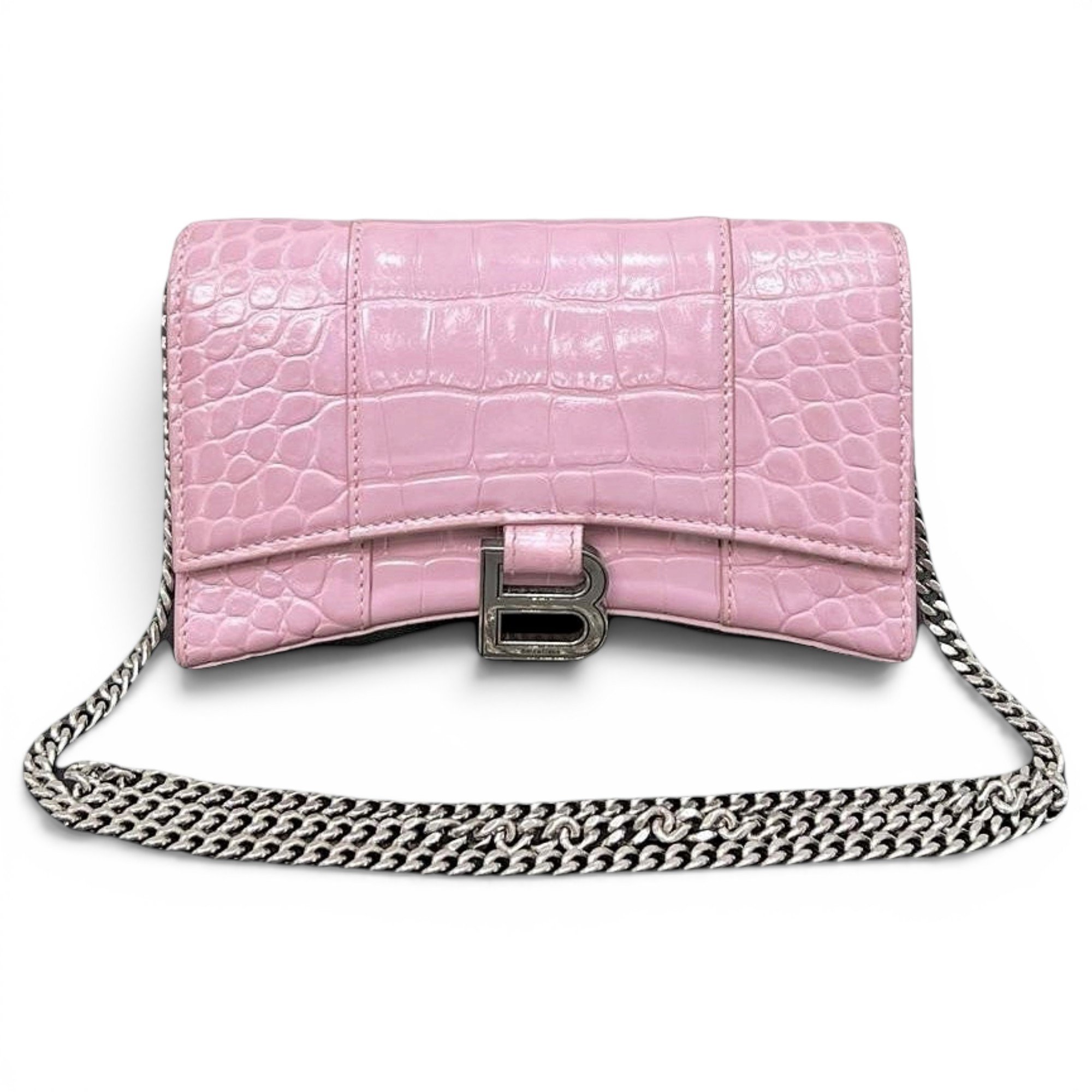 Hourglass leather handbag