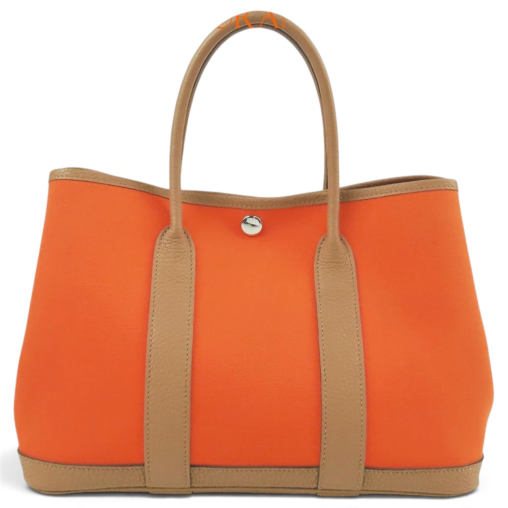 Hermes Garden Party Handbag Orange Negonda Leather 2023