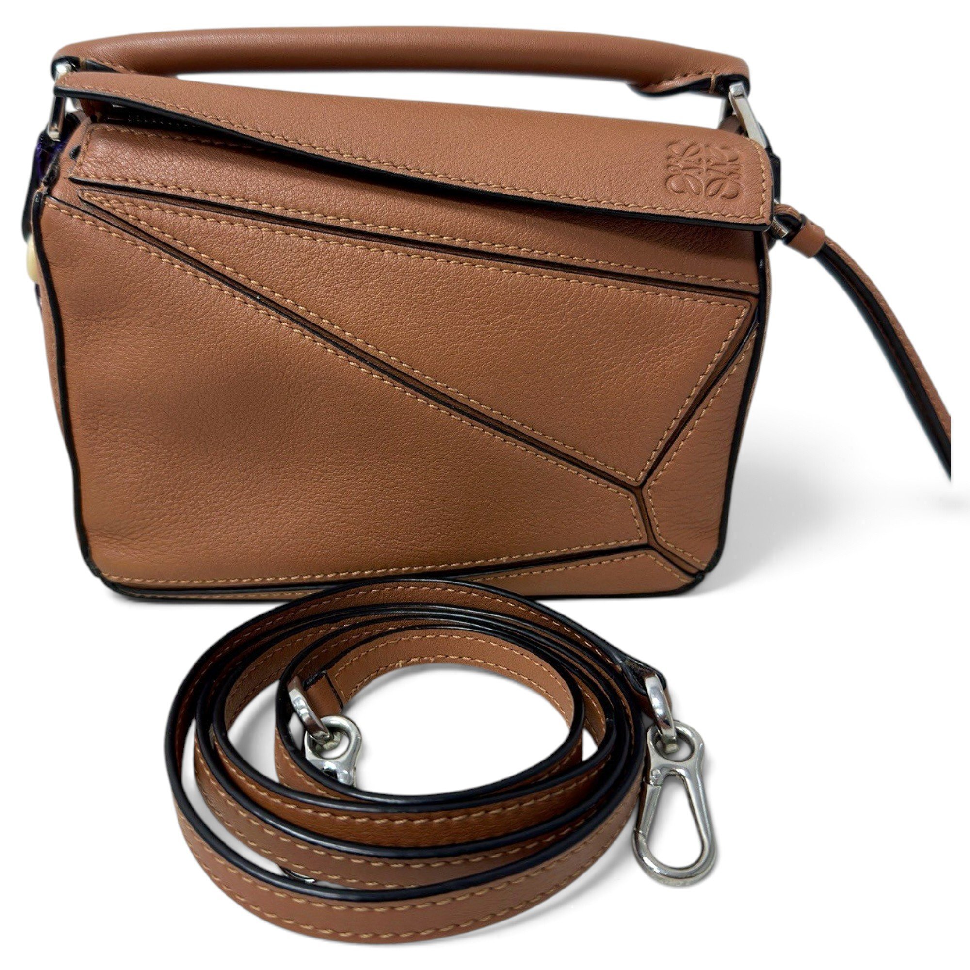 Puzzle leather handbag