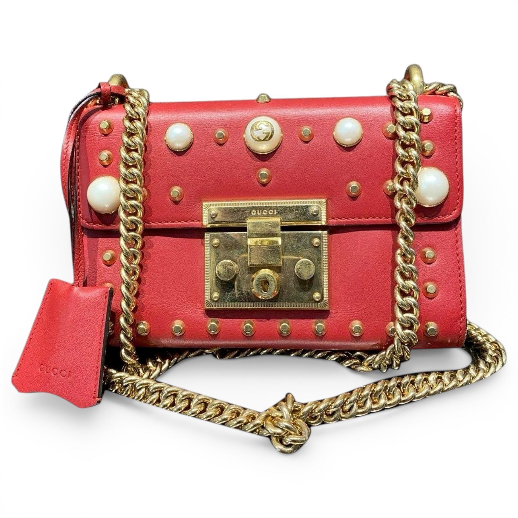 Padlock leather handbag