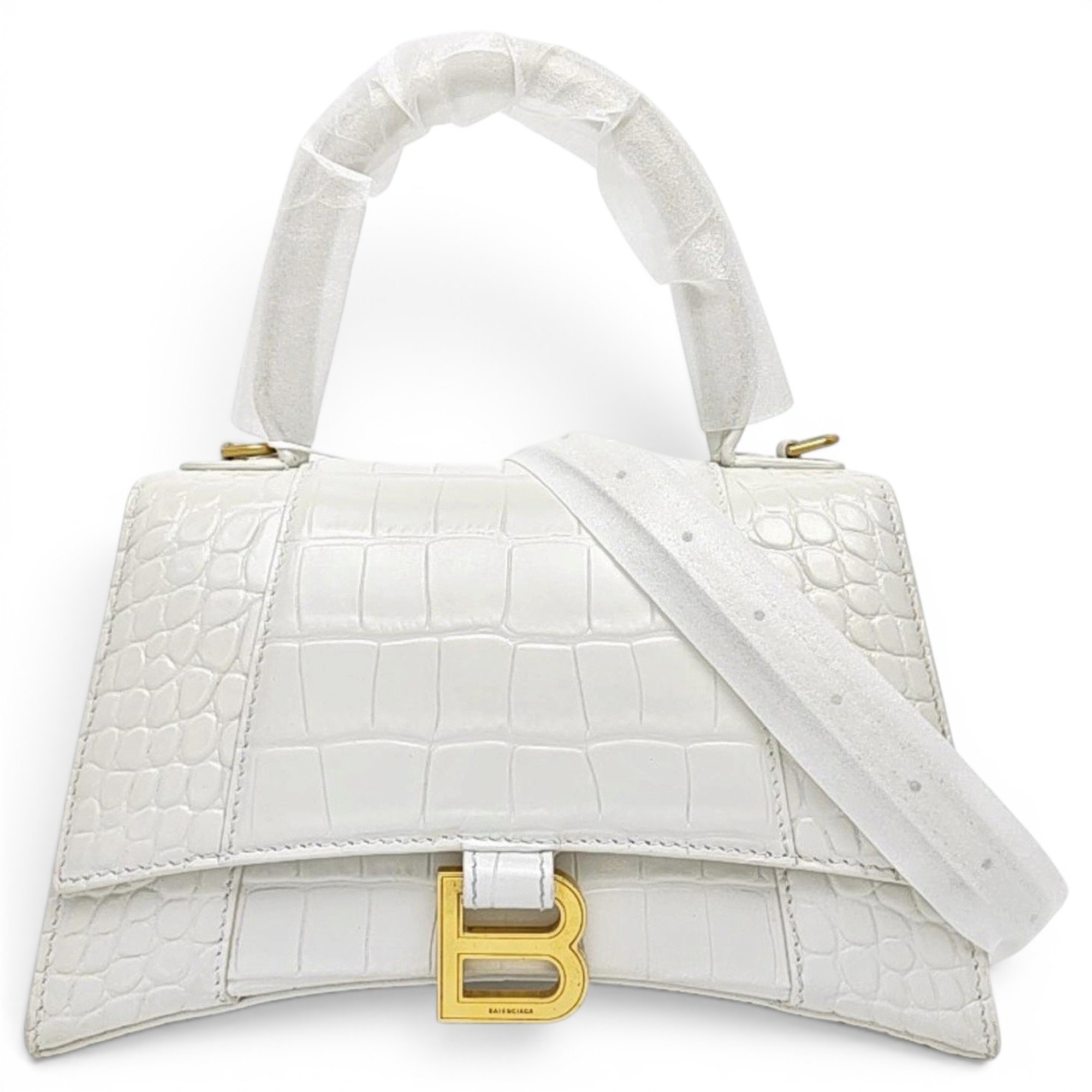 Hourglass leather handbag