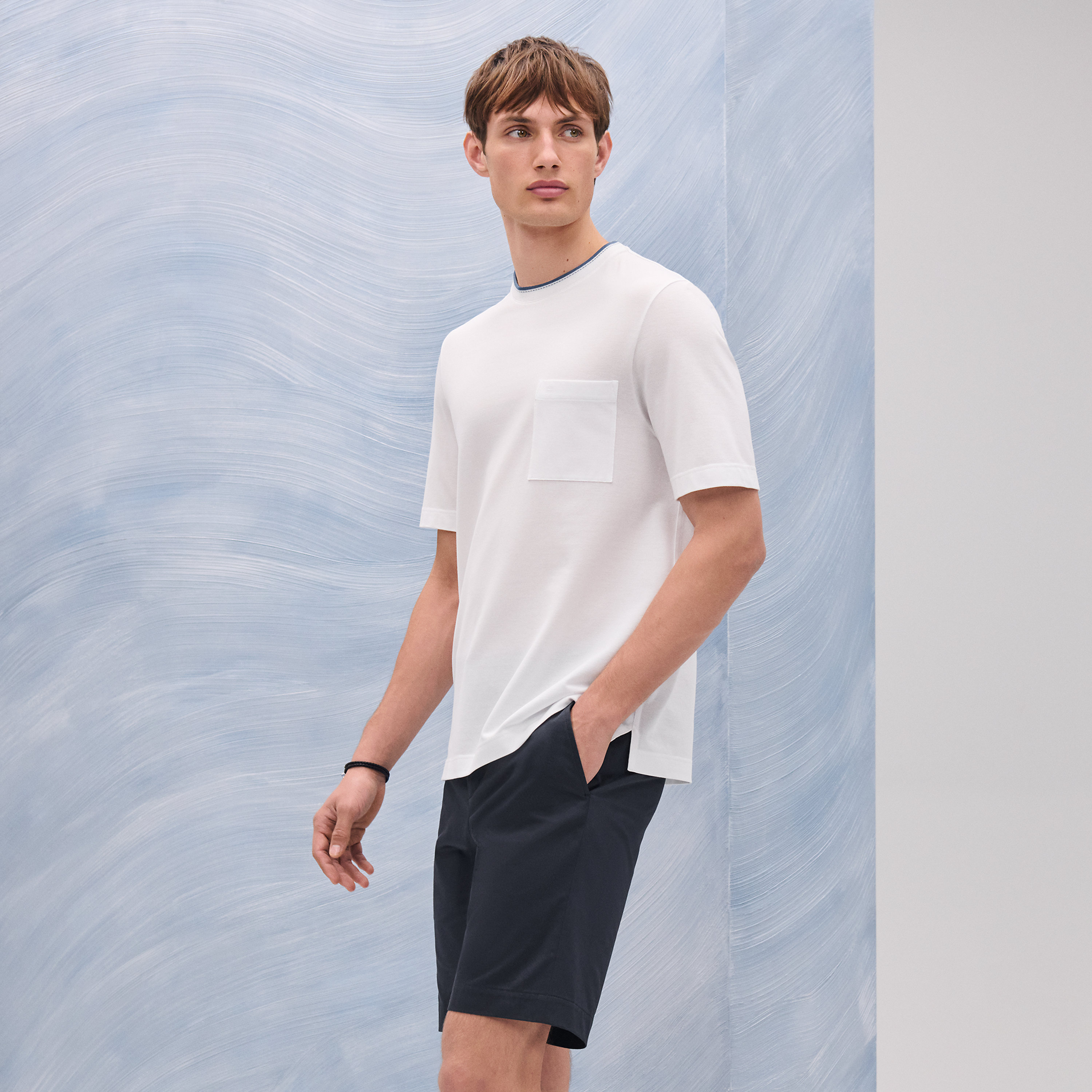 HERMES エルメス　Tシャツ ディテール サドルステッチ Hermès Tシャツ サドルステッチ ブルー・テュルカン | BagUSeek