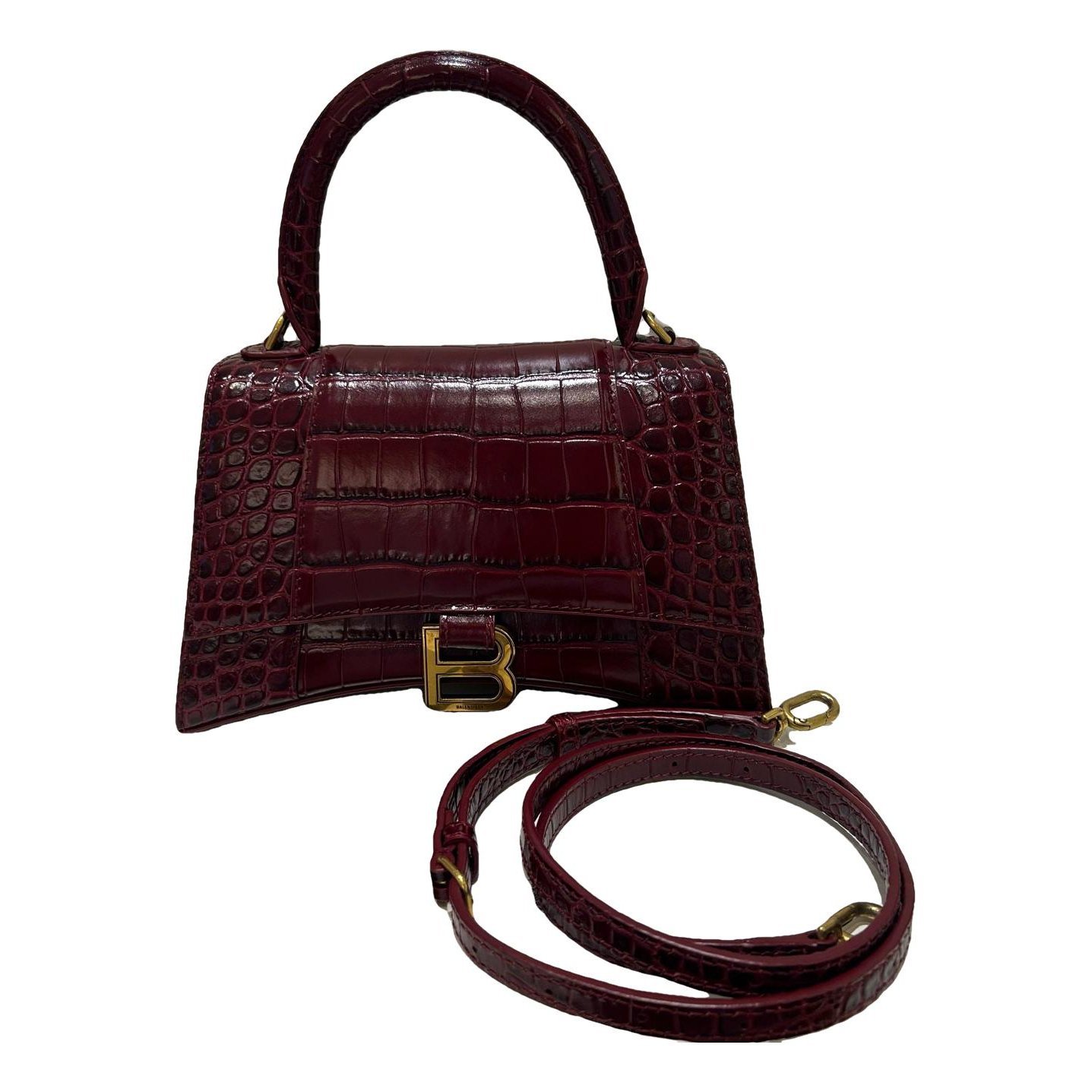 Hourglass leather handbag