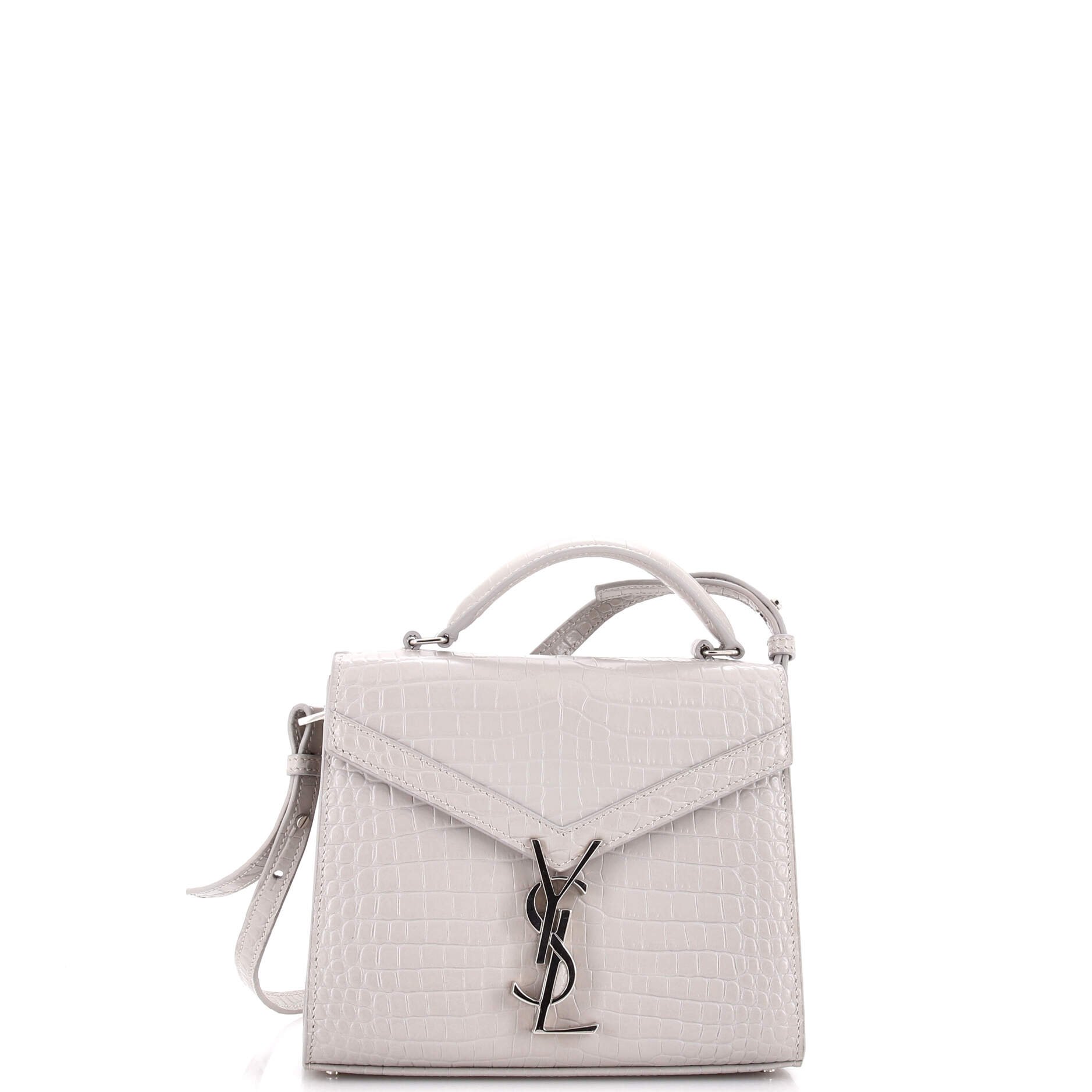 Cassandra Top Handle Bag Crocodile Embossed Leather Mini