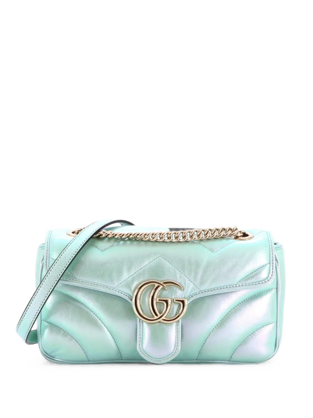 GG Marmont Flap Bag Chevron Iridescent Leather Small shoulder bag