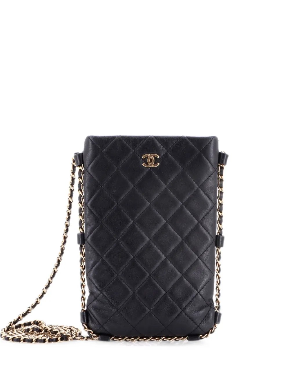 Chain Around Flat Phone Holder Quilted Lambskin crossbody bag