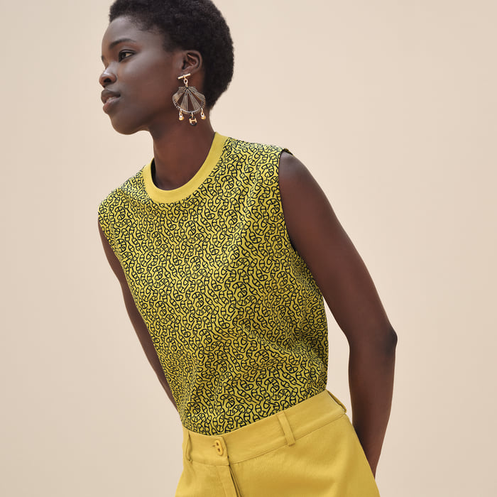 Jaune Impérial "Naoussa Chaine" Sleeveless Maxi T-shirt