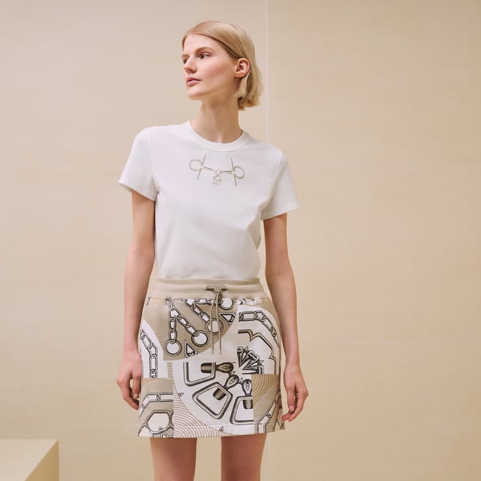 Beige Glaise "Effet Kaleidoscope" Miniskirt