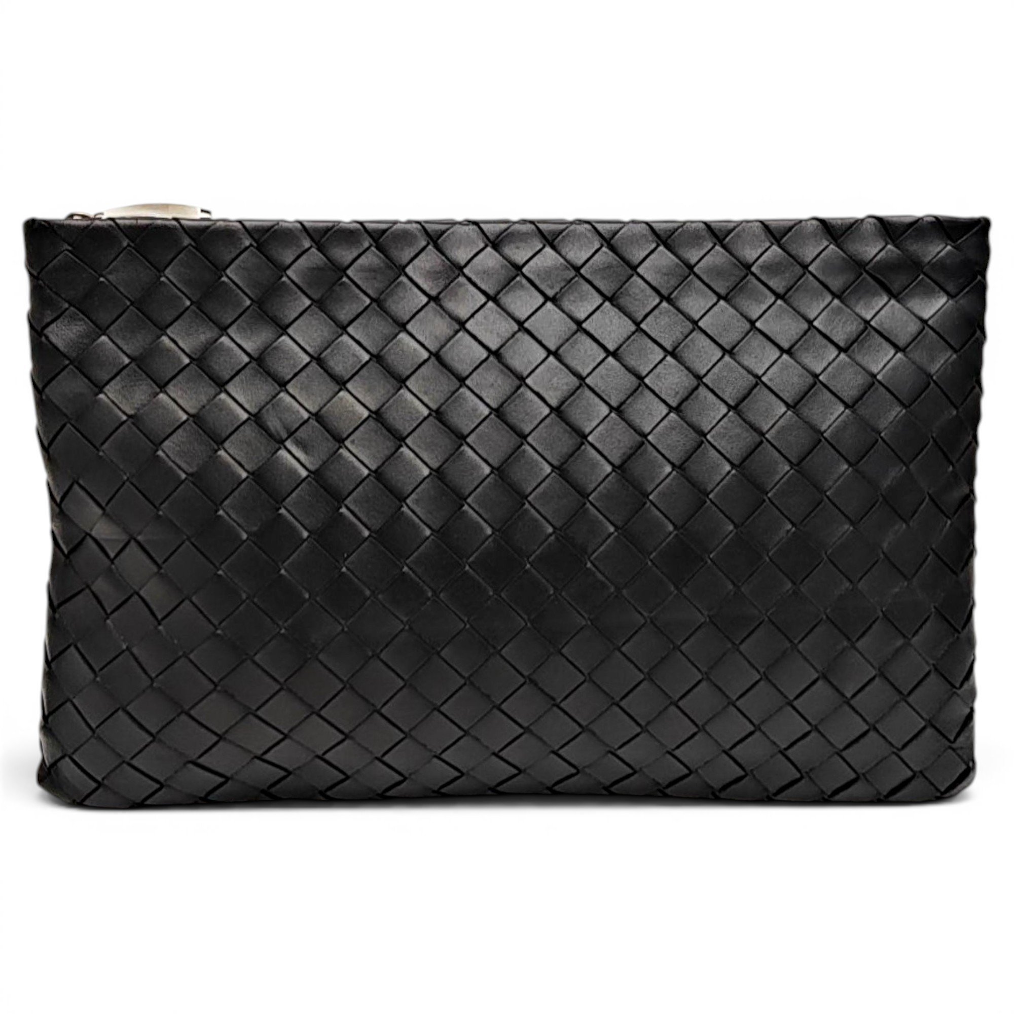 Snap leather clutch bag
