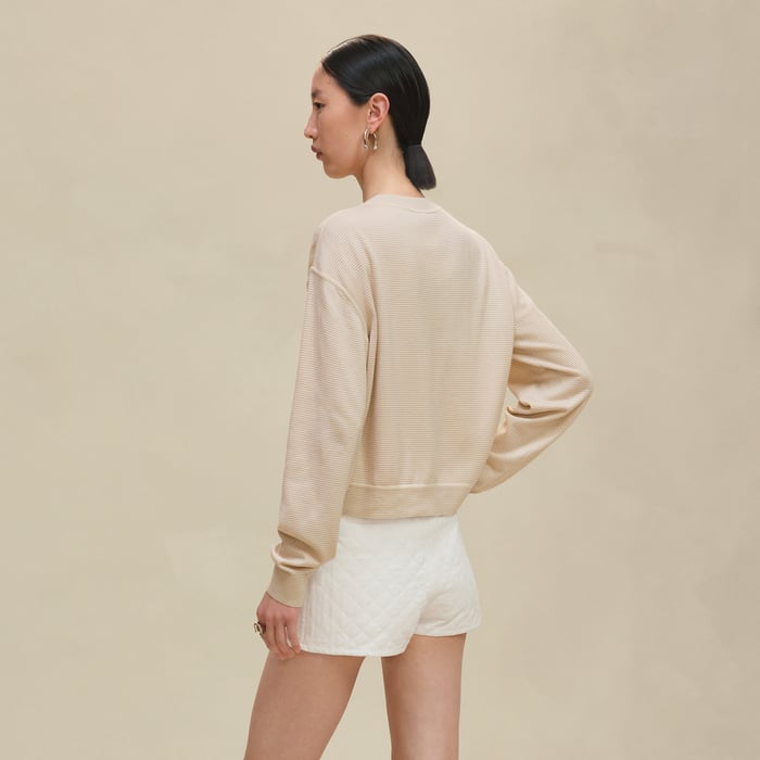 Blanc Perle "Candy Libris" Long-sleeve Twillaine Sweater