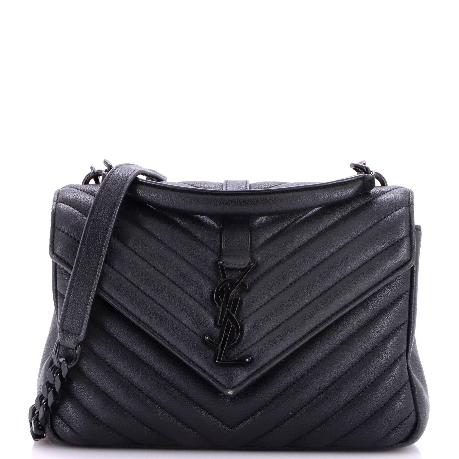 Classic Monogram College Bag Matelasse Chevron Leather Medium