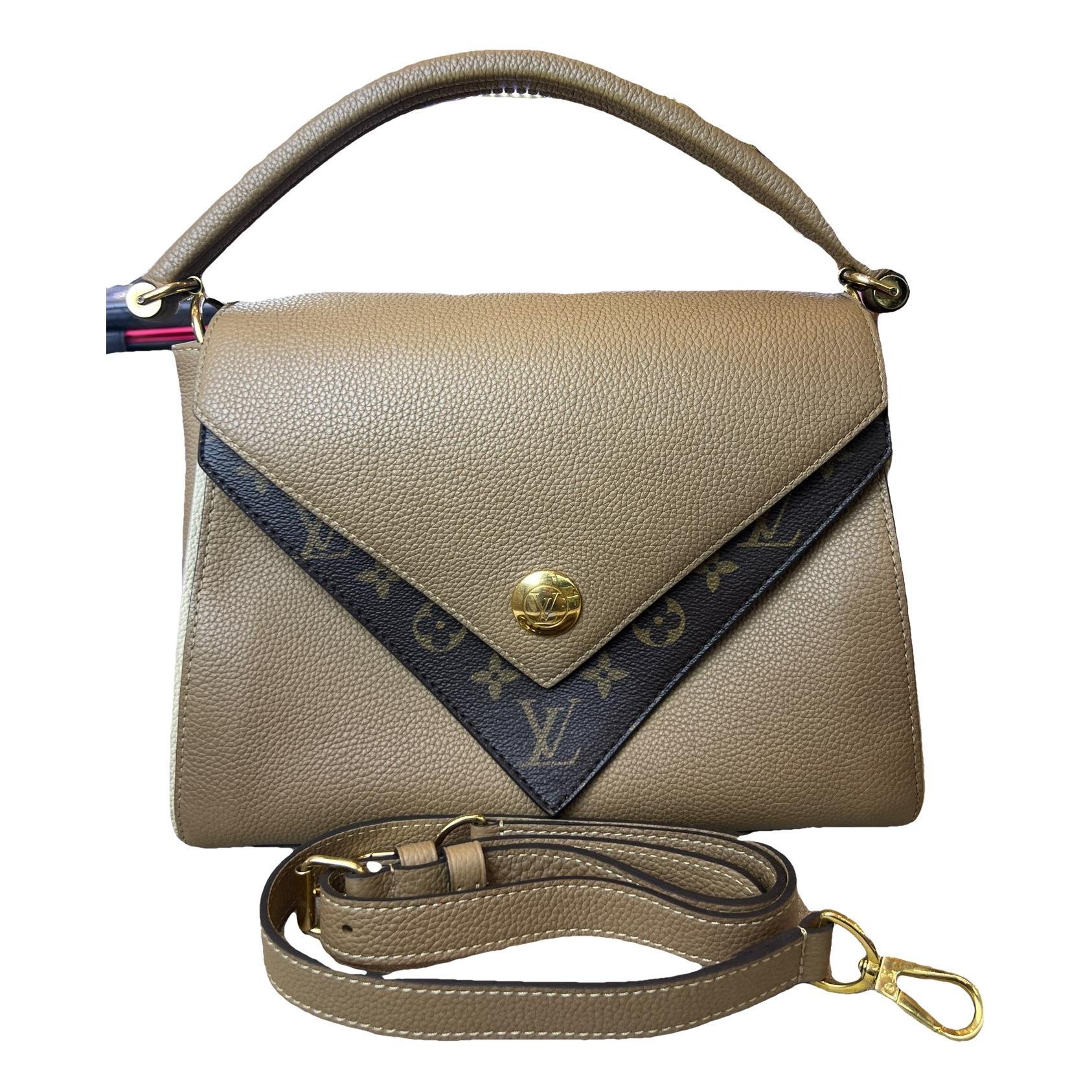 Double V leather handbag