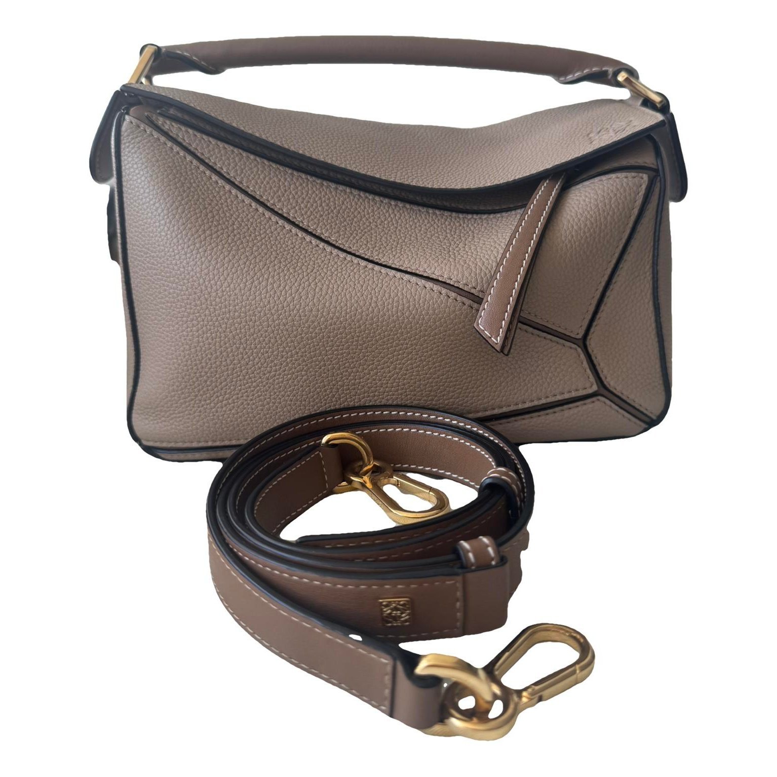 Puzzle leather handbag