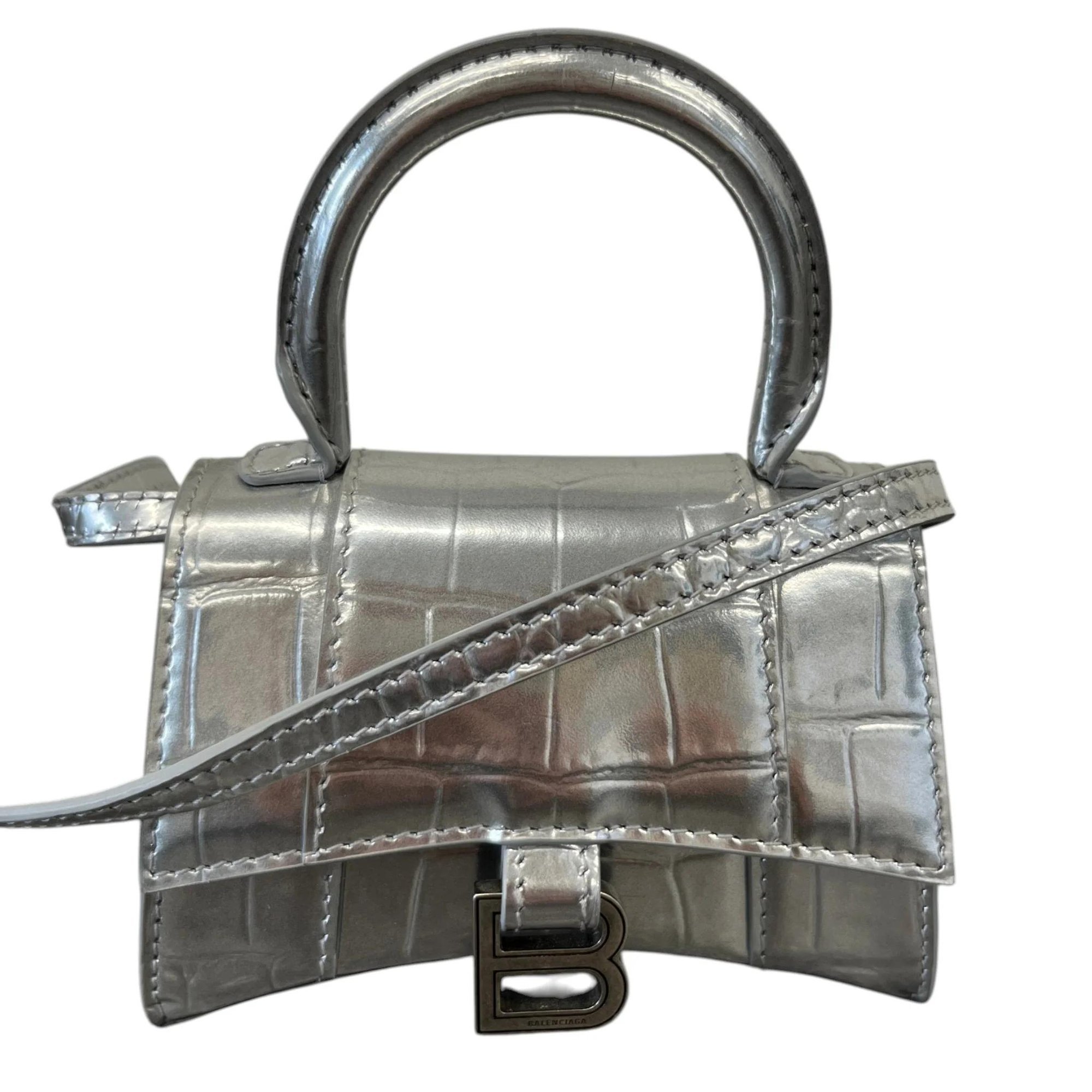 Hourglass leather handbag