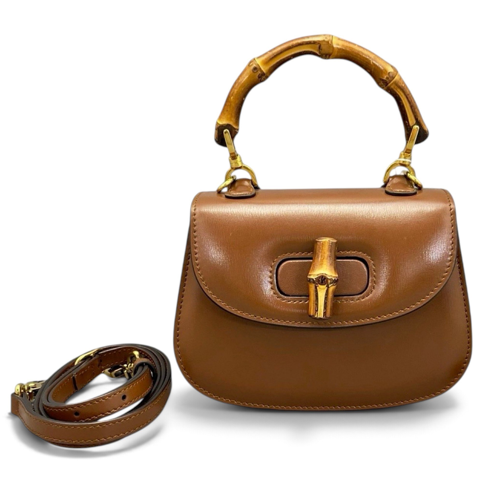 Convertible Bamboo Top Handle leather handbag