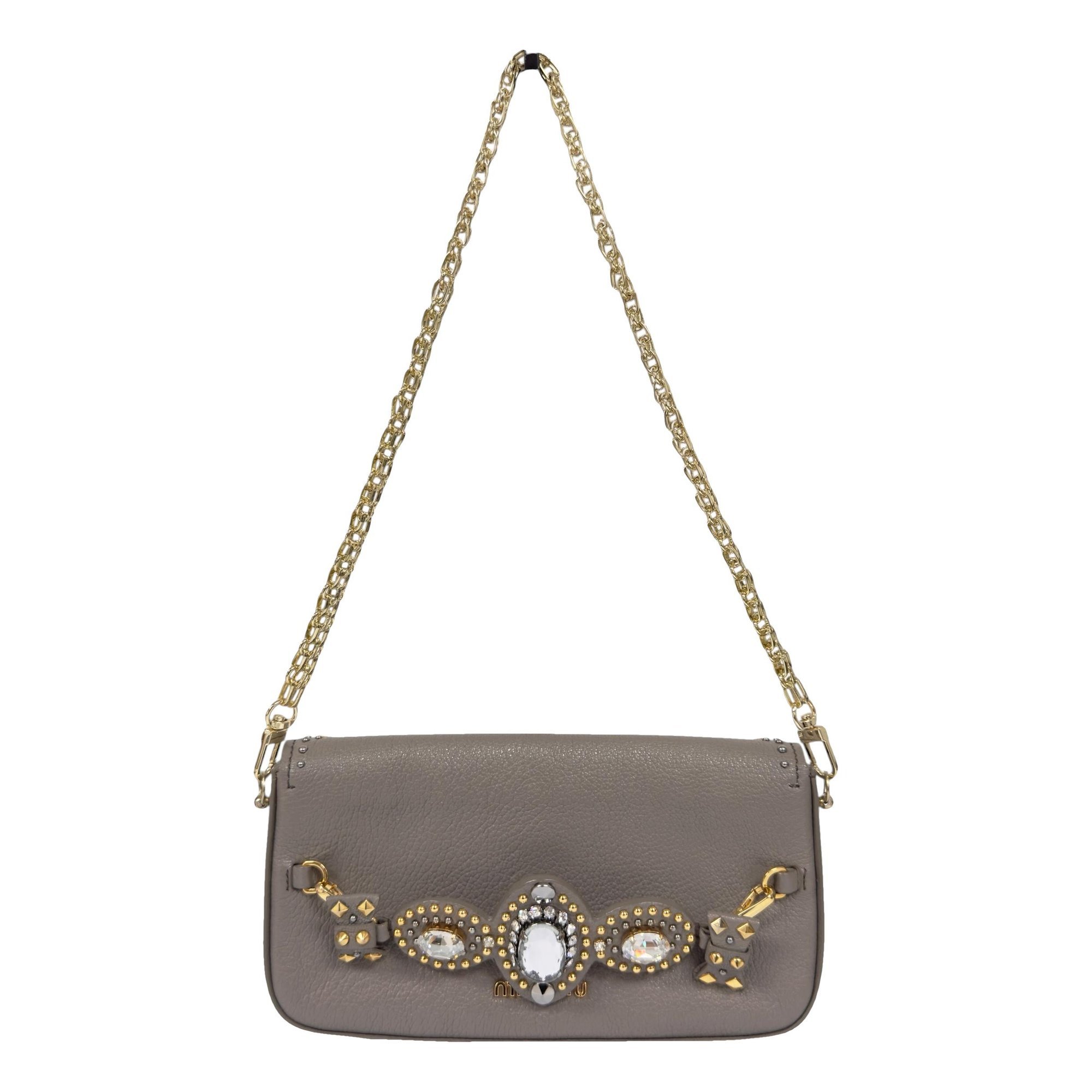 Miu Crystal leather handbag