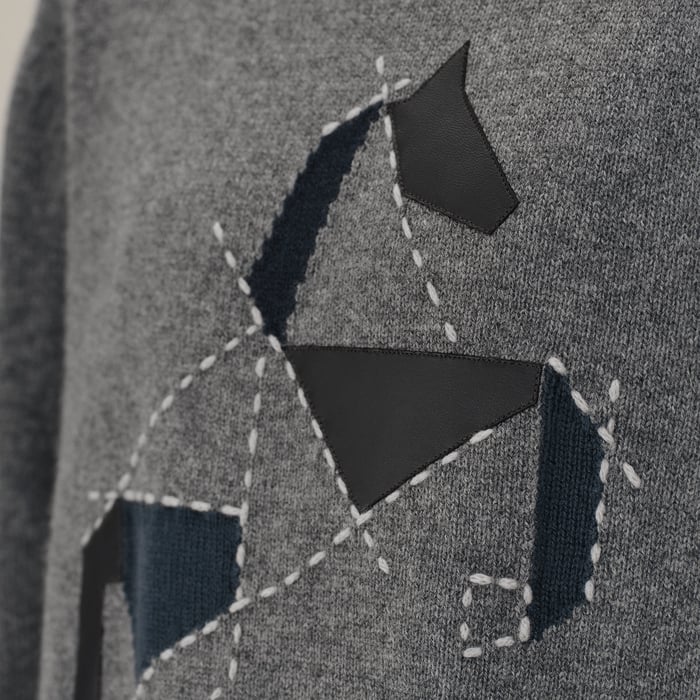 Gris Cashmere "Cheval Tangram" Crewneck Sweater